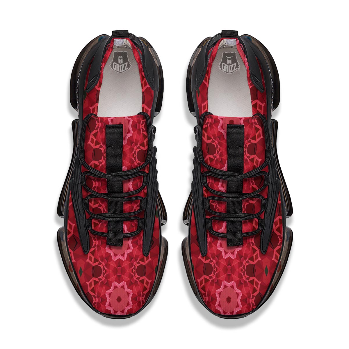 Kaleidoscope Red Print Pattern Black Gym Shoes-grizzshop