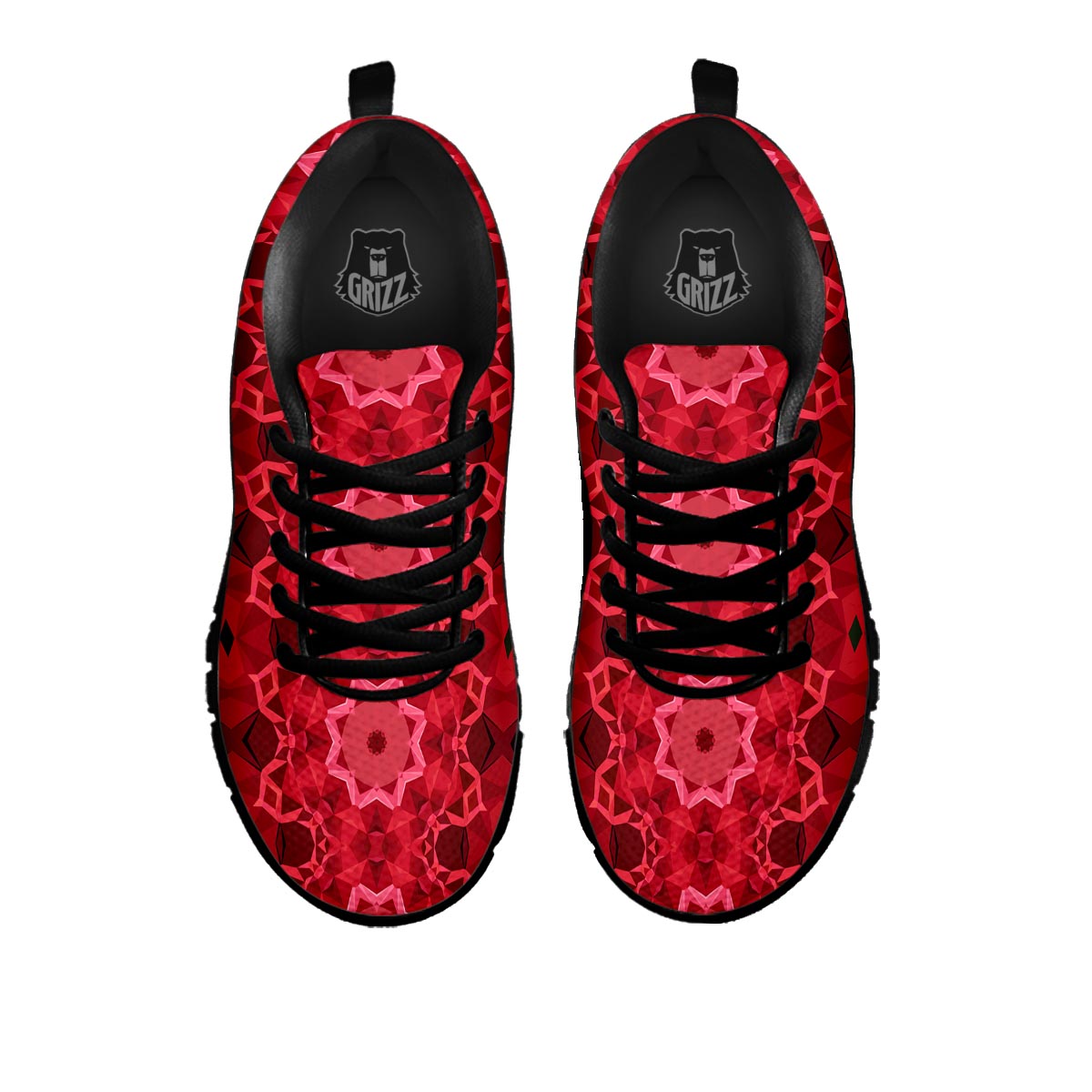 Kaleidoscope Red Print Pattern Black Sneaker-grizzshop