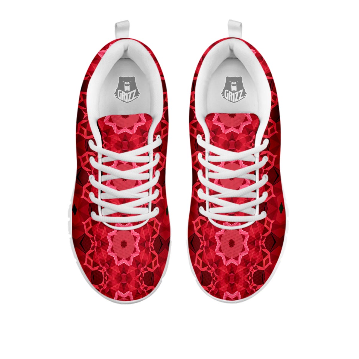 Kaleidoscope Red Print Pattern White Sneaker-grizzshop