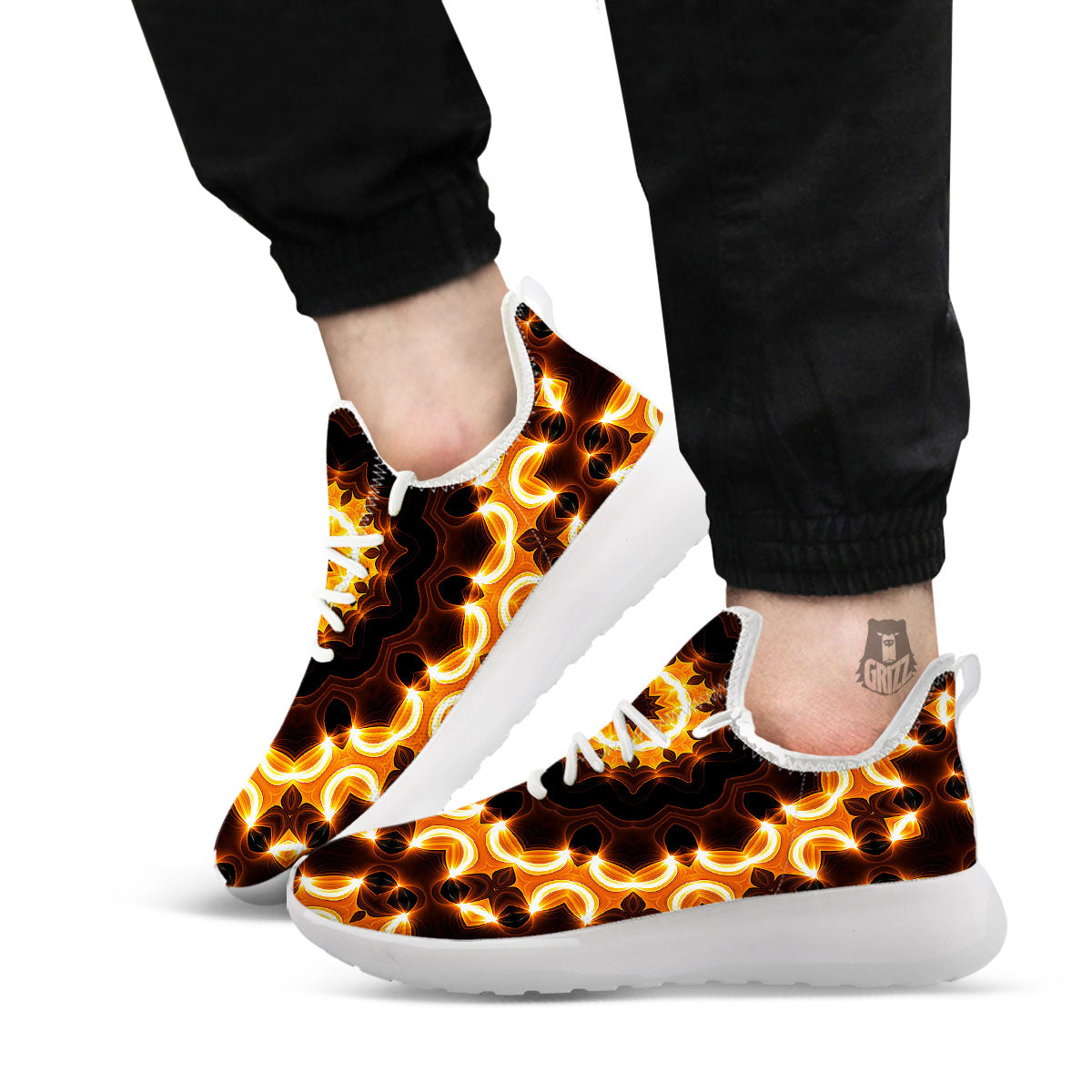 Kaleidoscope Shiny Print White Athletic Shoes-grizzshop