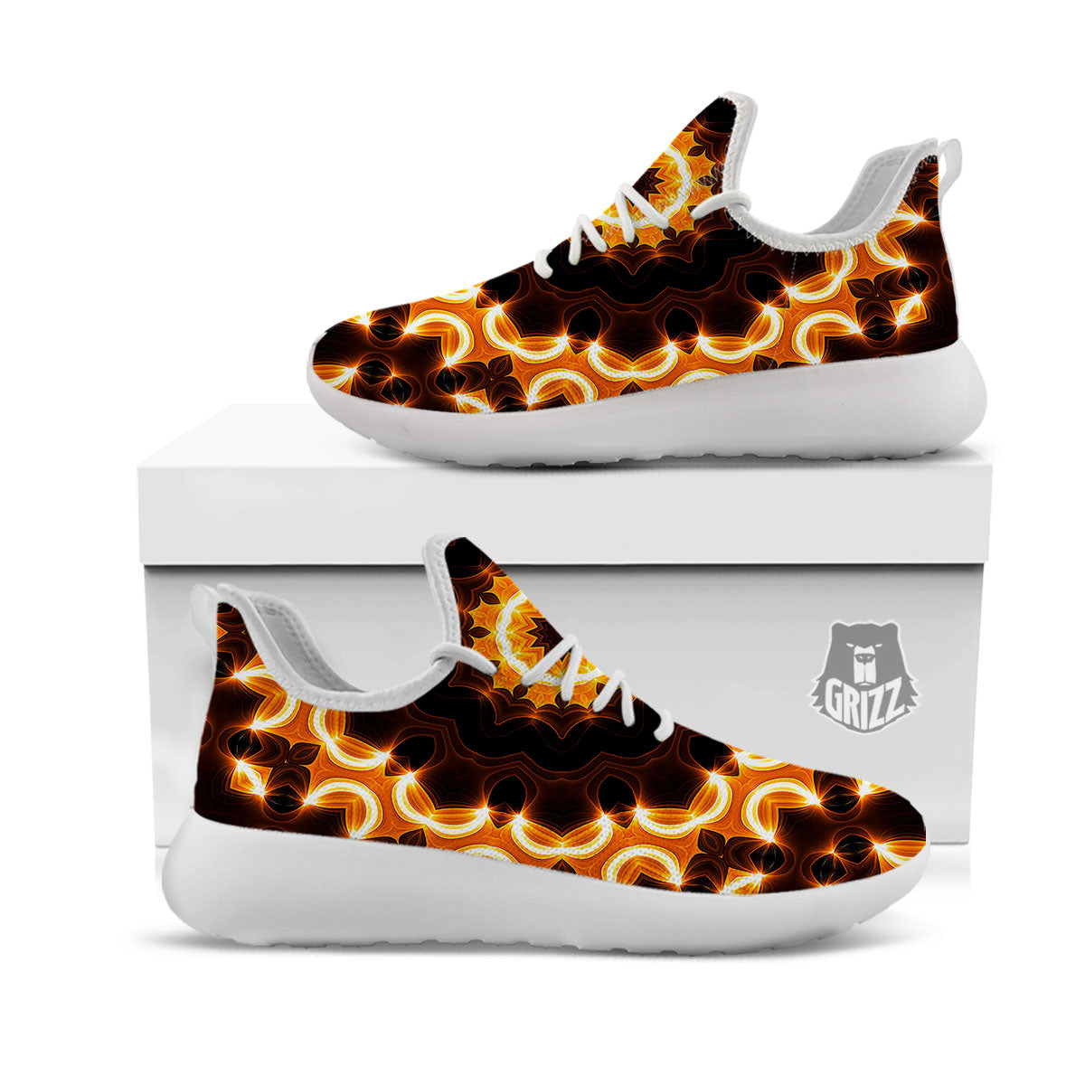 Kaleidoscope Shiny Print White Athletic Shoes-grizzshop