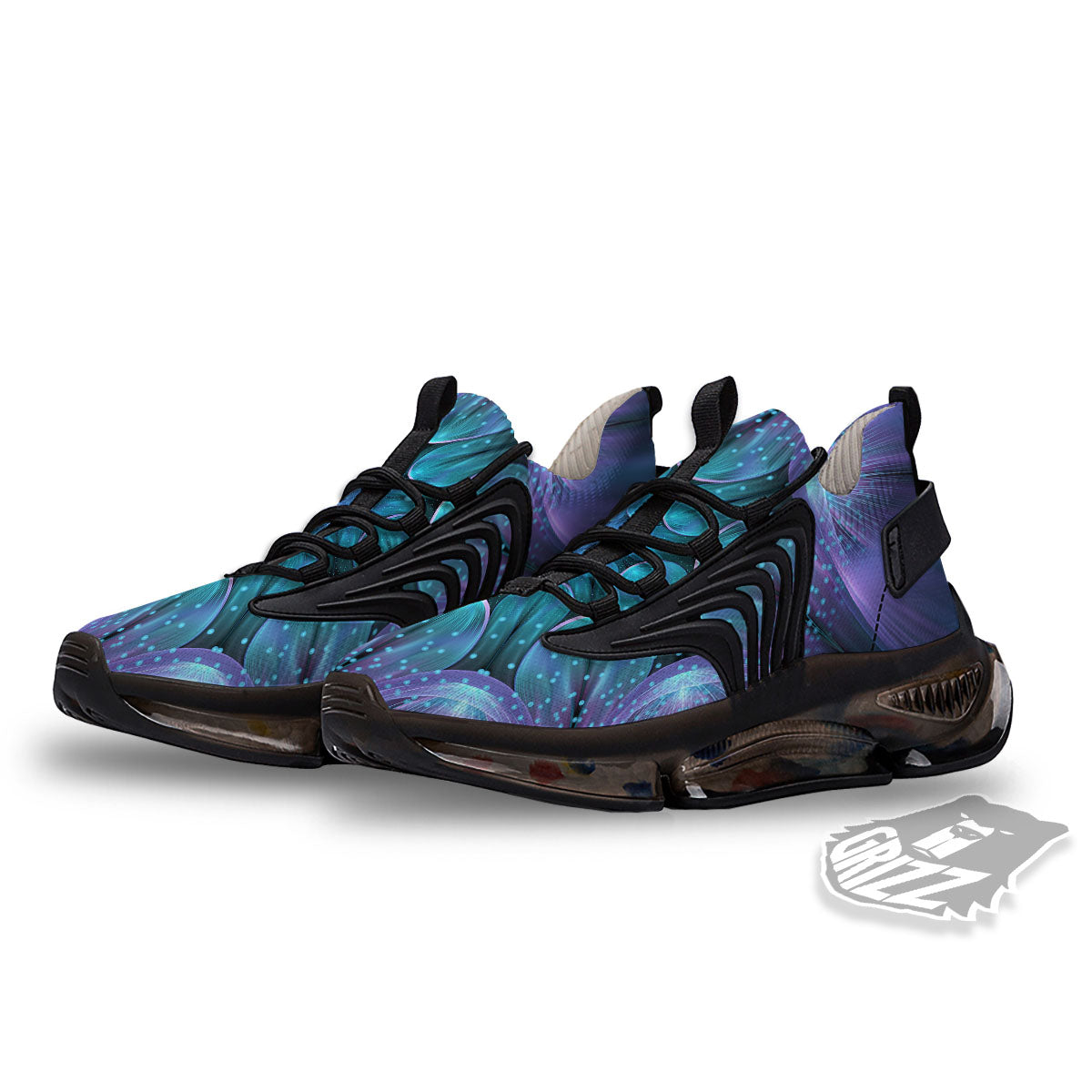 Kaleidoscope Sparkle Print Black Gym Shoes-grizzshop