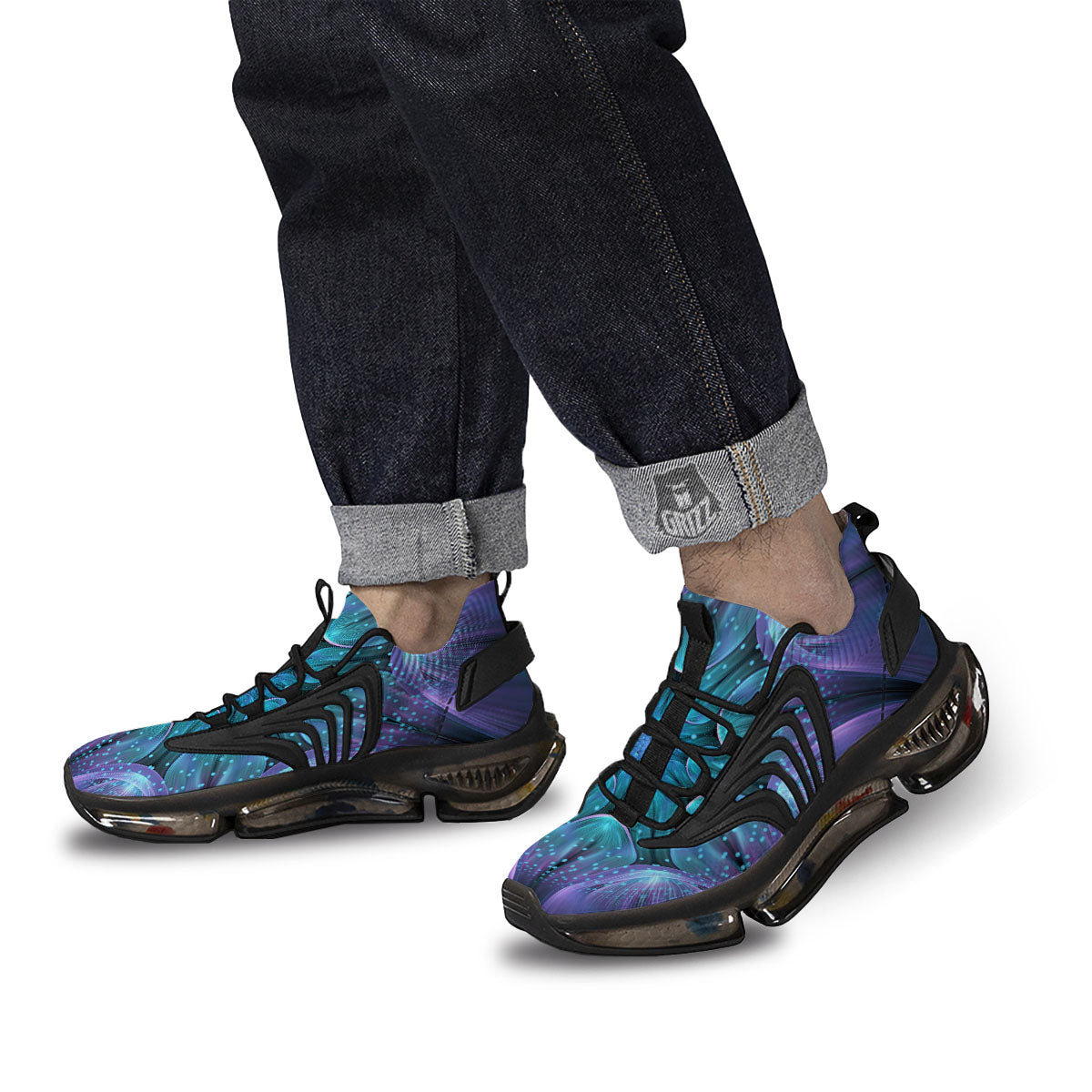 Kaleidoscope Sparkle Print Black Gym Shoes-grizzshop