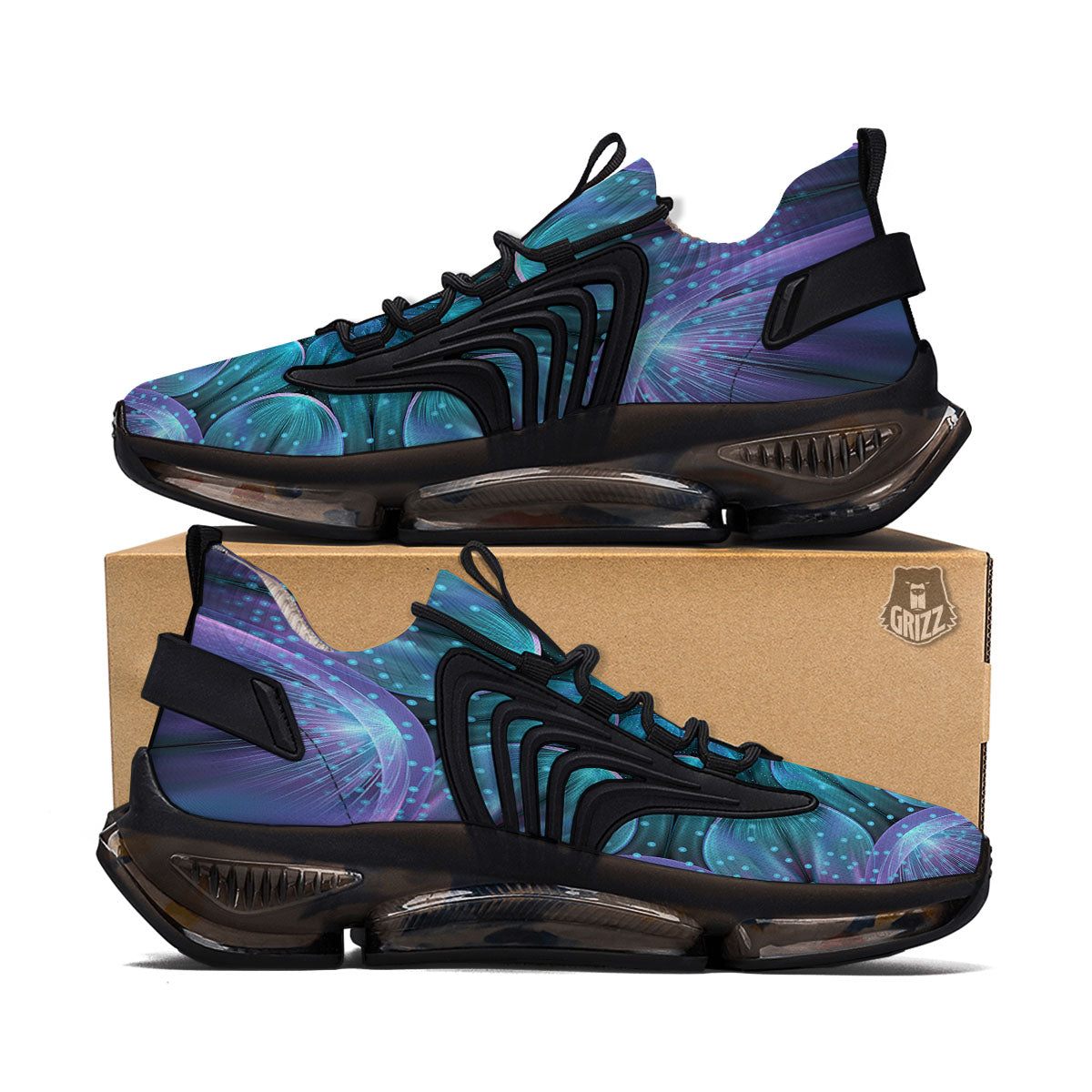 Kaleidoscope Sparkle Print Black Gym Shoes-grizzshop