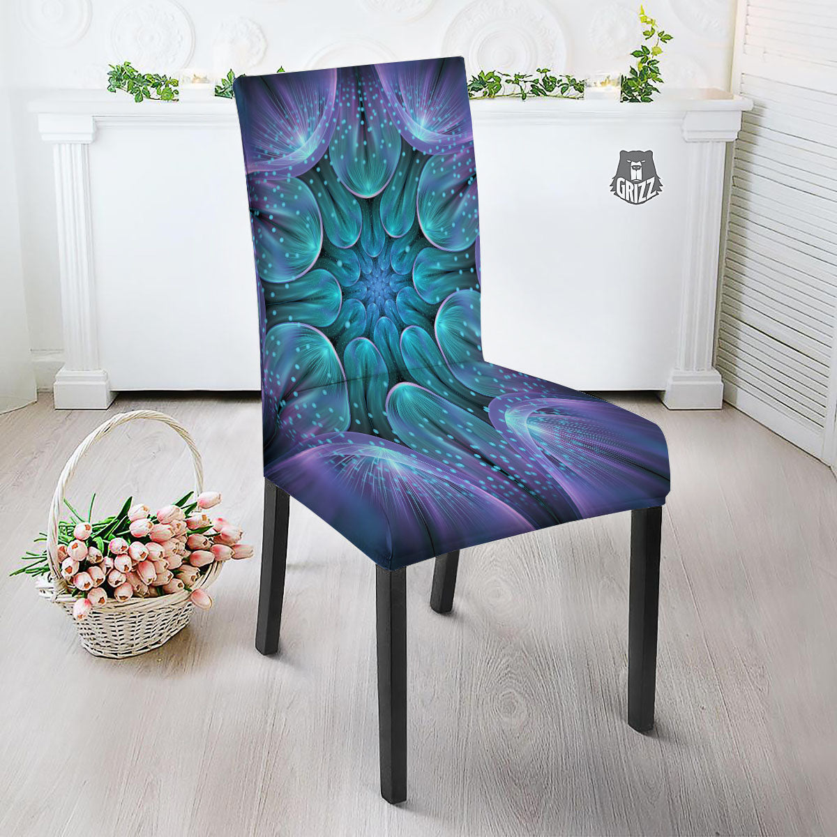 Kaleidoscope Sparkle Print Dining Chair Slipcover-grizzshop