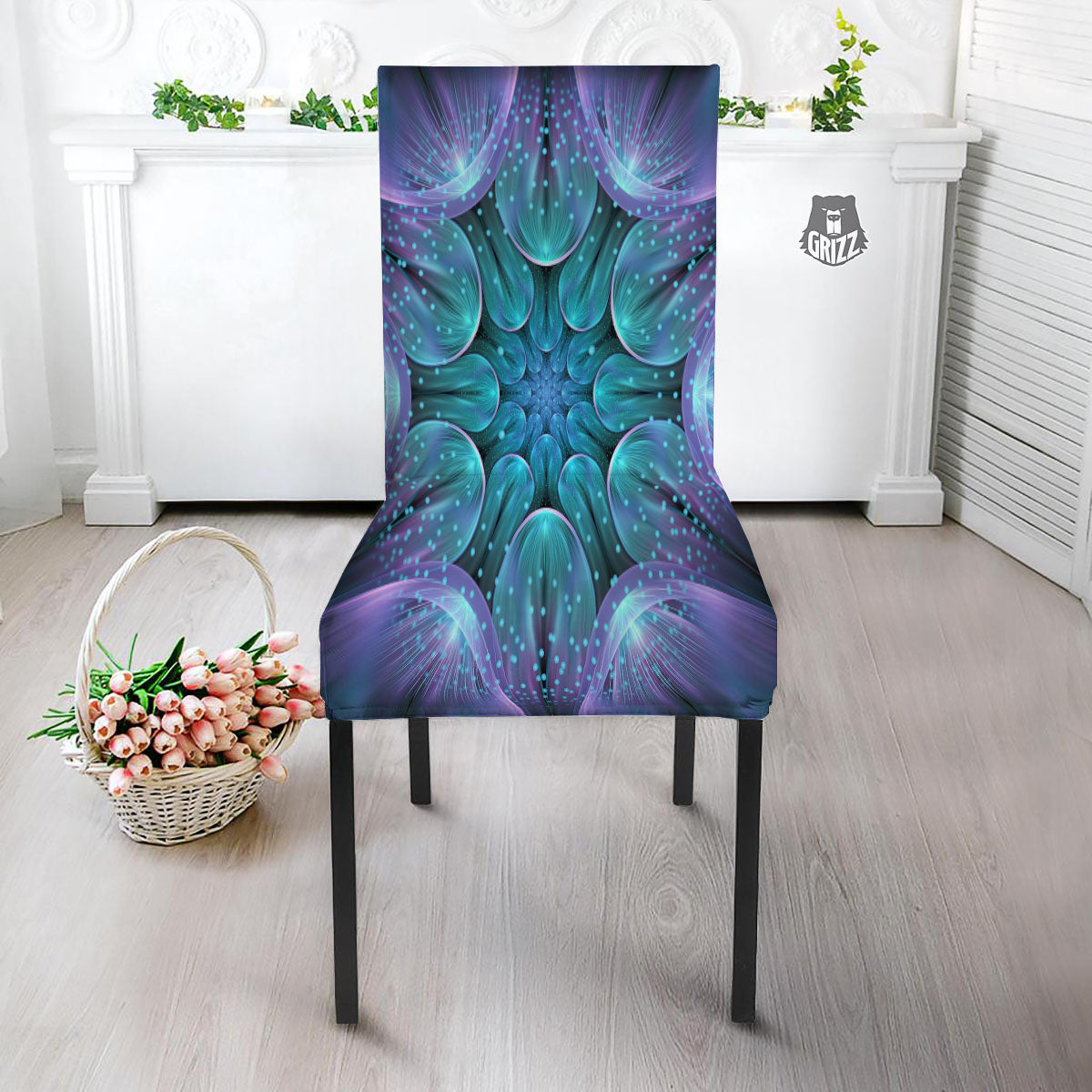 Kaleidoscope Sparkle Print Dining Chair Slipcover-grizzshop