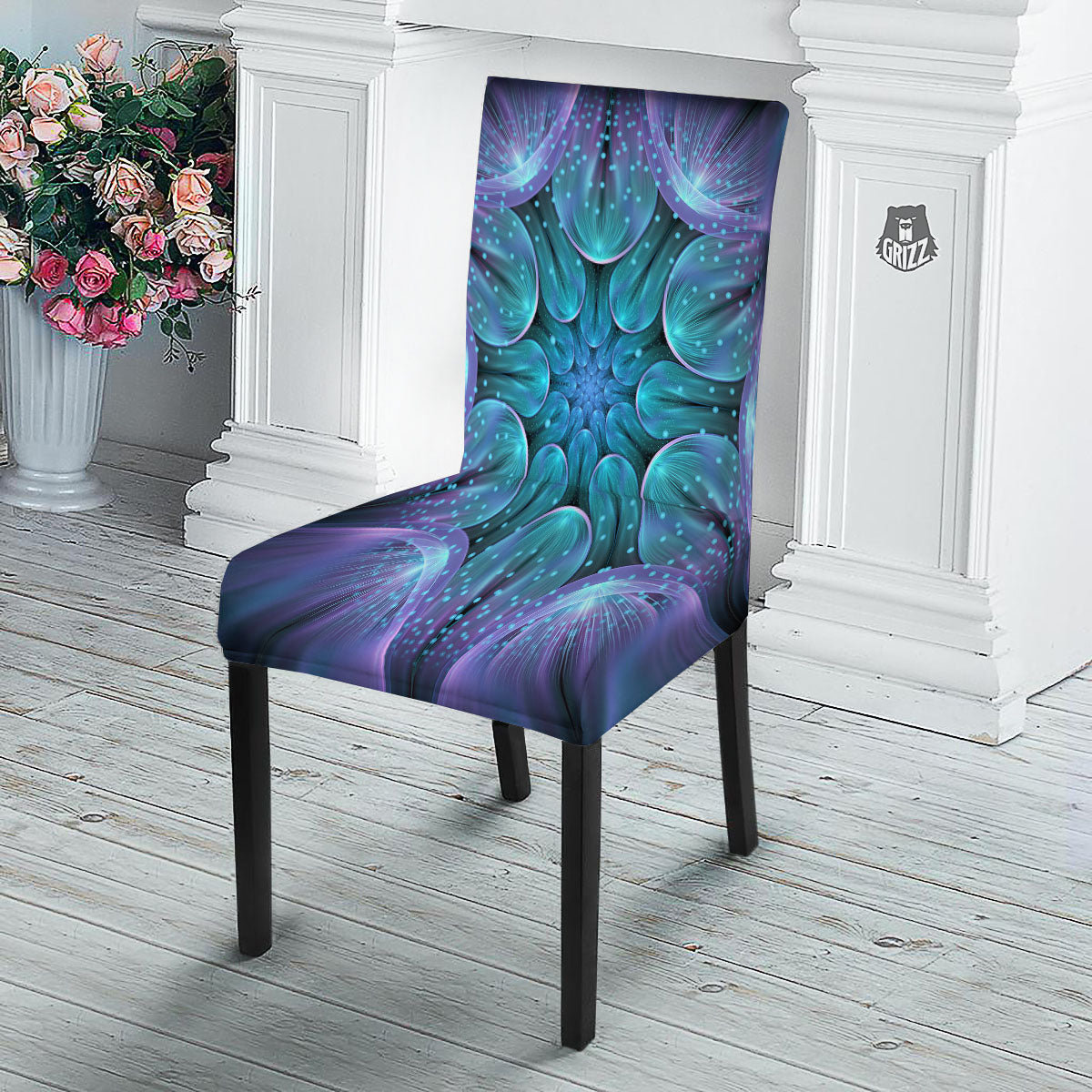 Kaleidoscope Sparkle Print Dining Chair Slipcover-grizzshop