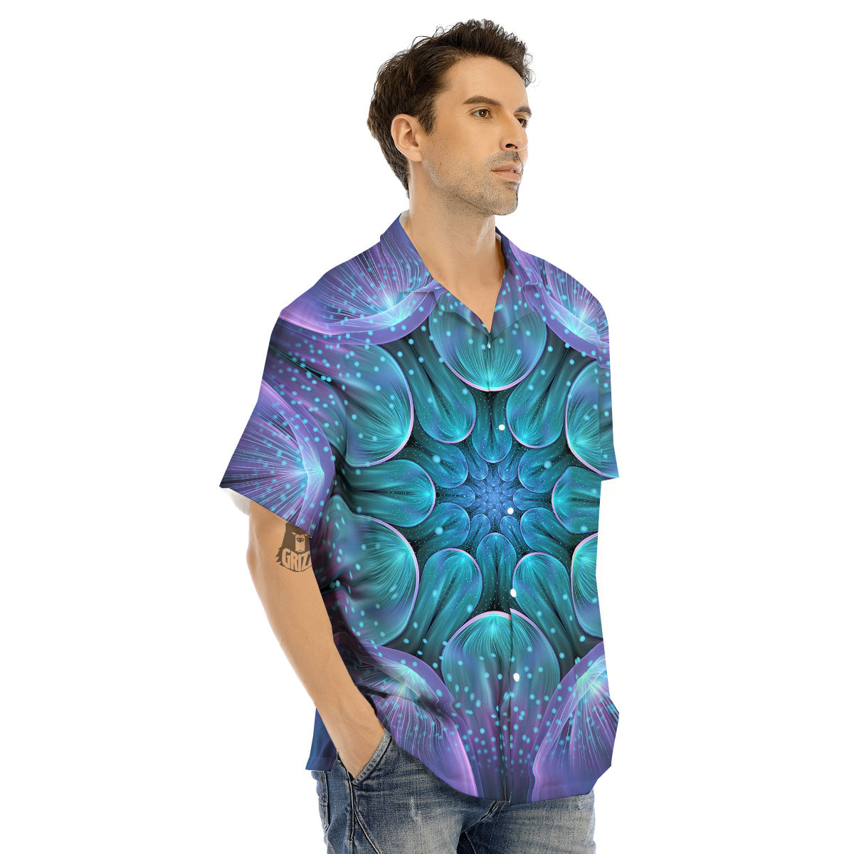 Kaleidoscope Sparkle Print Men's Hawaiian Shirt-grizzshop