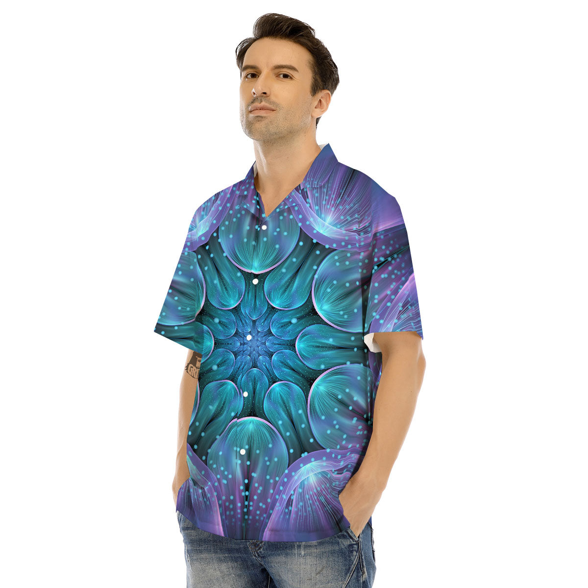 Kaleidoscope Sparkle Print Men's Hawaiian Shirt-grizzshop