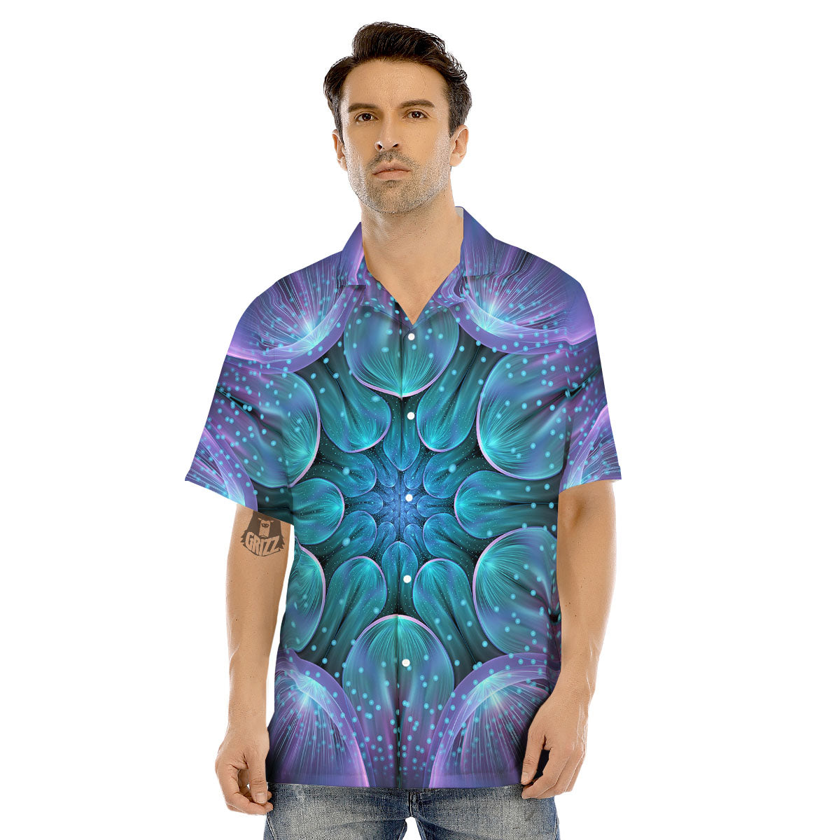 Kaleidoscope Sparkle Print Men's Hawaiian Shirt-grizzshop
