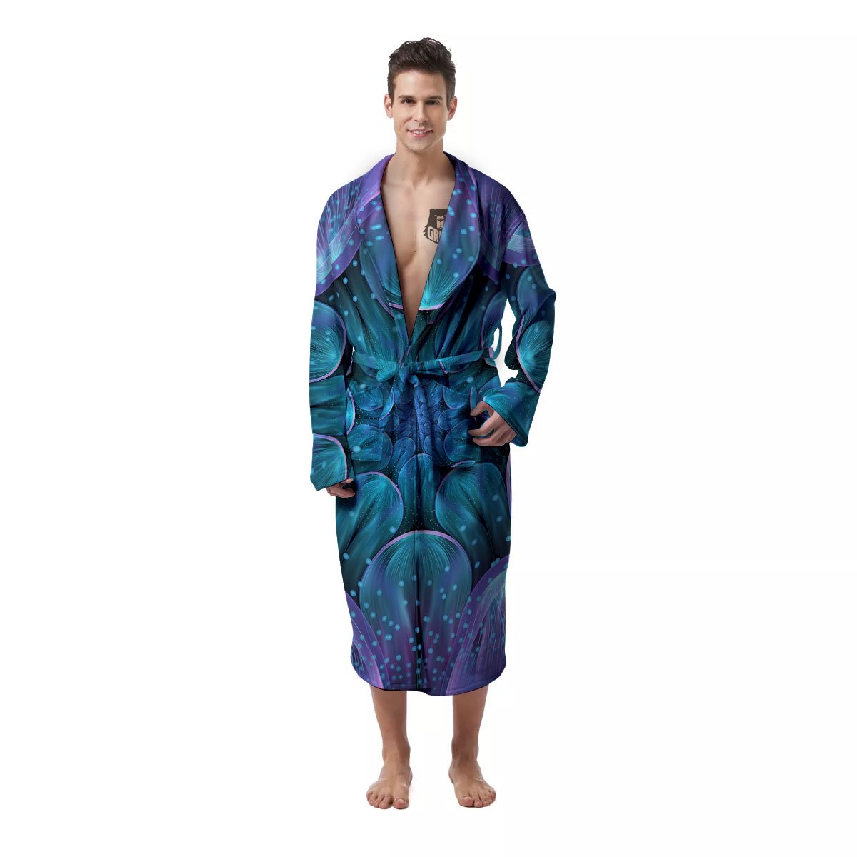 Kaleidoscope Sparkle Print Men's Robe-grizzshop