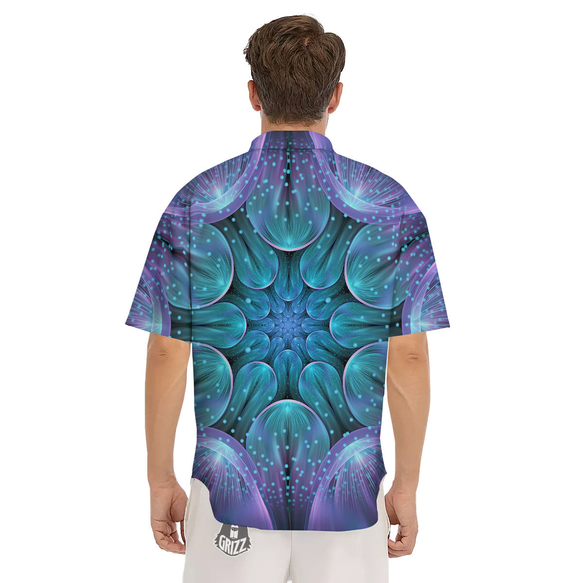 Kaleidoscope Sparkle Print Men's Short Sleeve Shirts-grizzshop