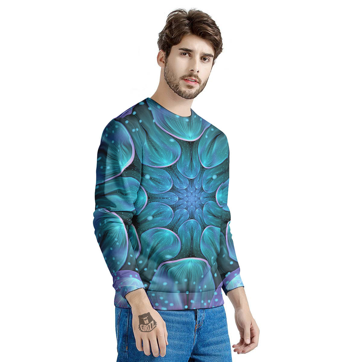 Kaleidoscope Sparkle Print Men's Sweatshirt-grizzshop