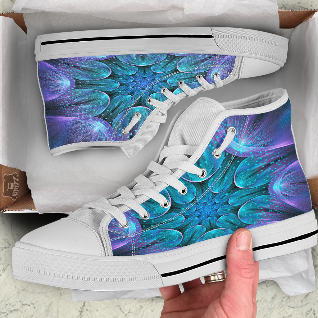 Kaleidoscope Sparkle Print White High Top Shoes-grizzshop