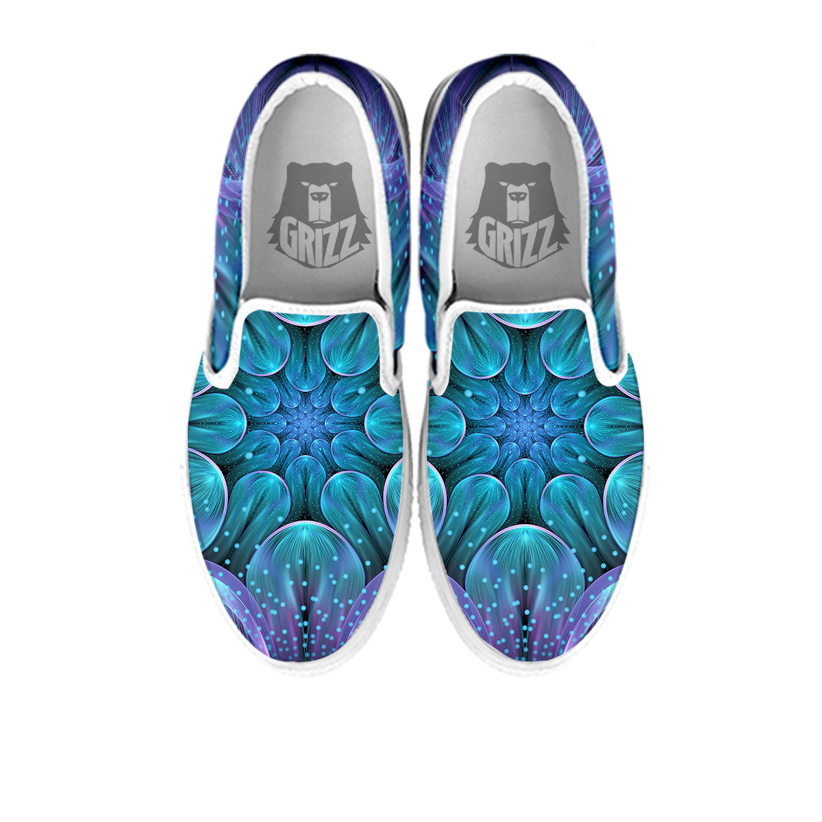 Kaleidoscope Sparkle Print White Slip On Shoes-grizzshop