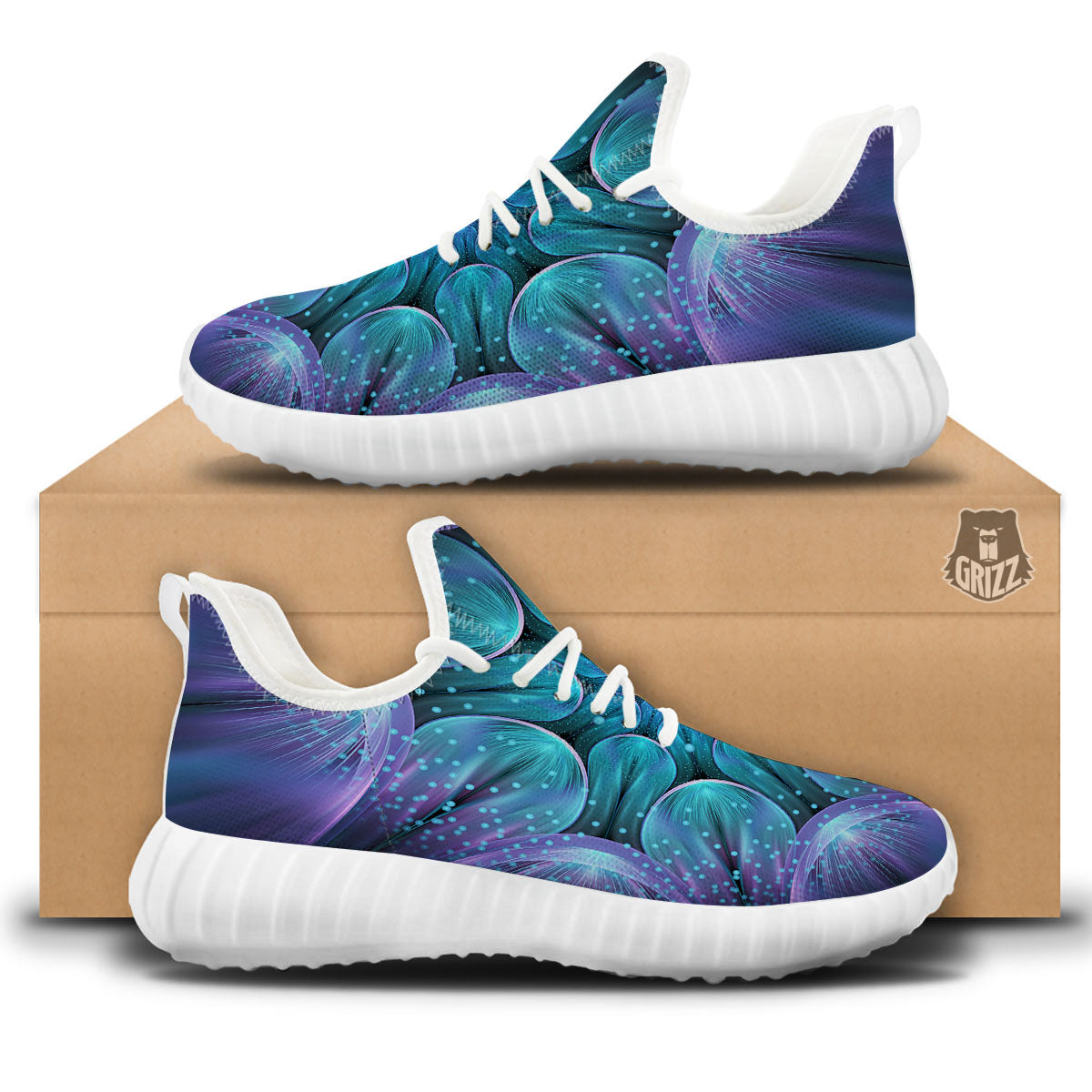 Kaleidoscope Sparkle Print White Walking Shoes-grizzshop