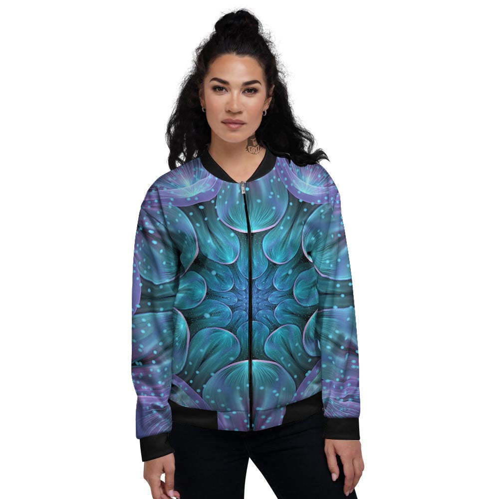 Kaleidoscope Sparkle Print Women's Bomber Jacket-grizzshop