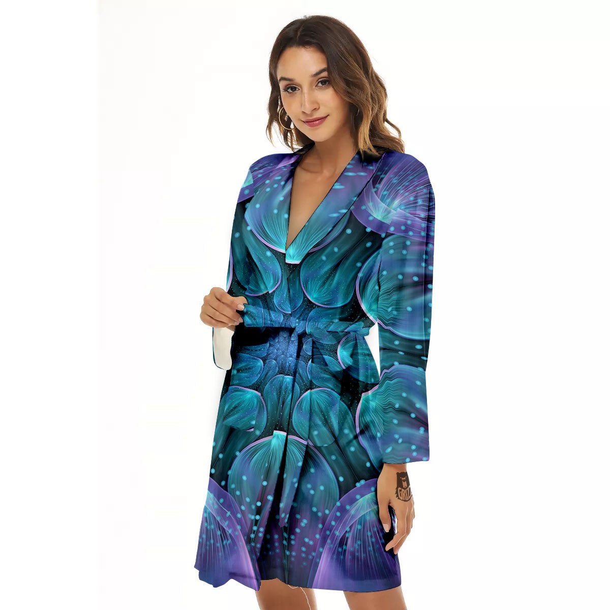 Kaleidoscope Sparkle Print Women's Robe-grizzshop