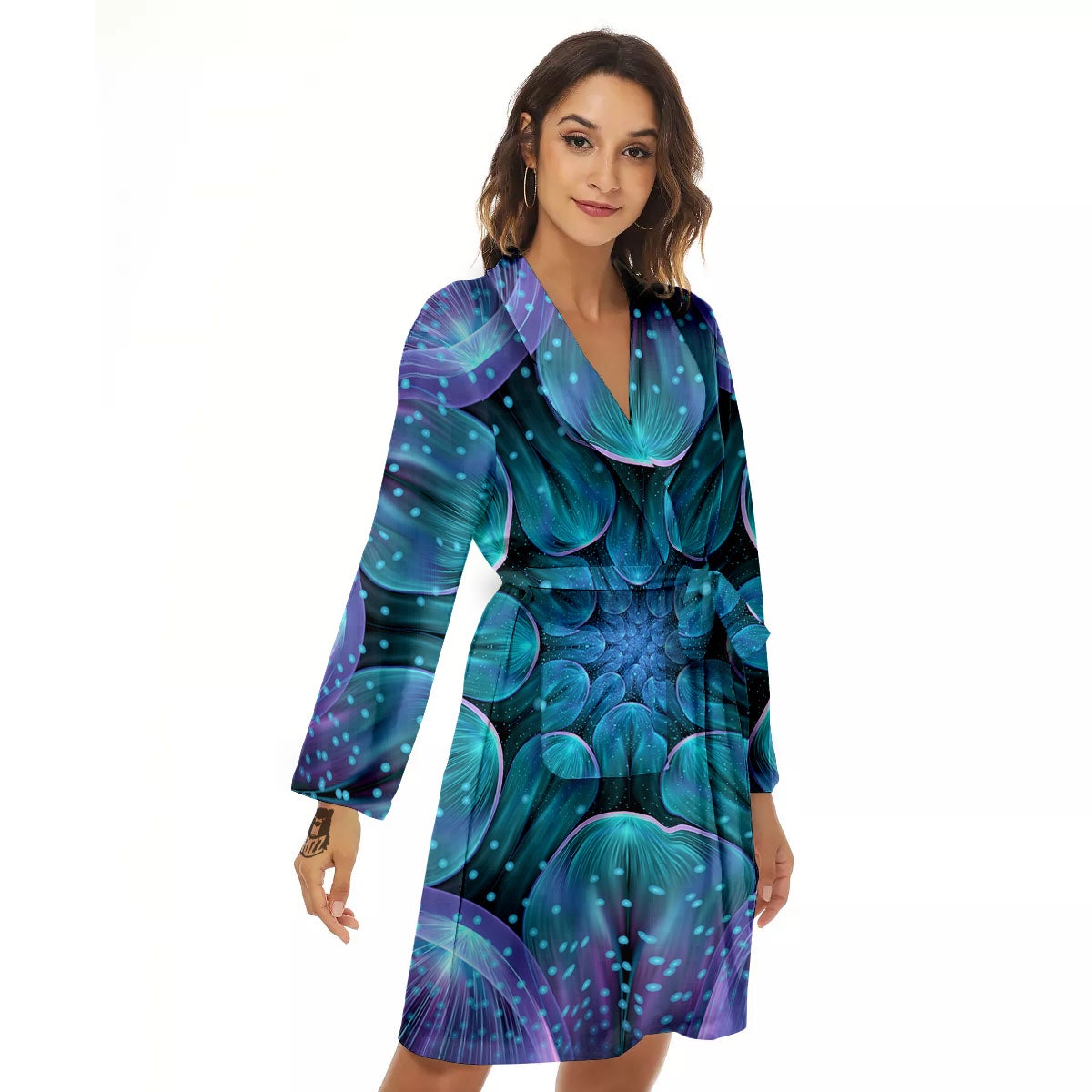 Kaleidoscope Sparkle Print Women's Robe-grizzshop