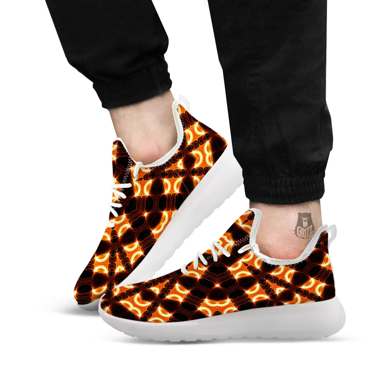 Kaleidoscope Spot Yellow Print White Athletic Shoes-grizzshop