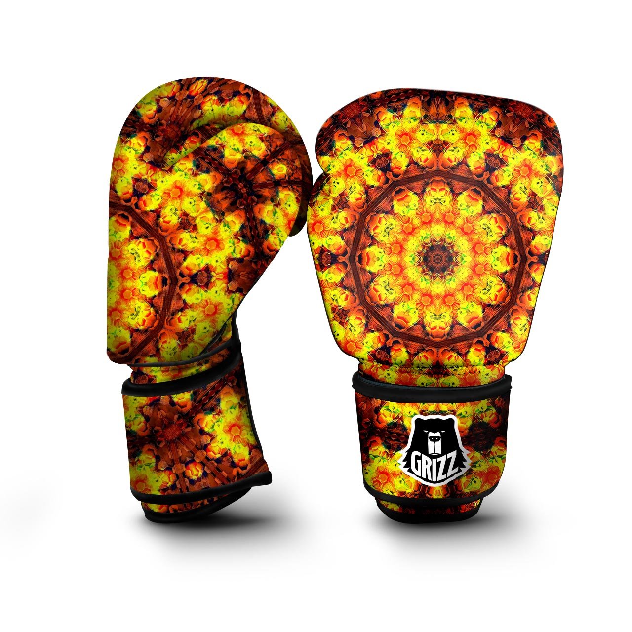 Kaleidoscope Sun Fire Print Boxing Gloves-grizzshop