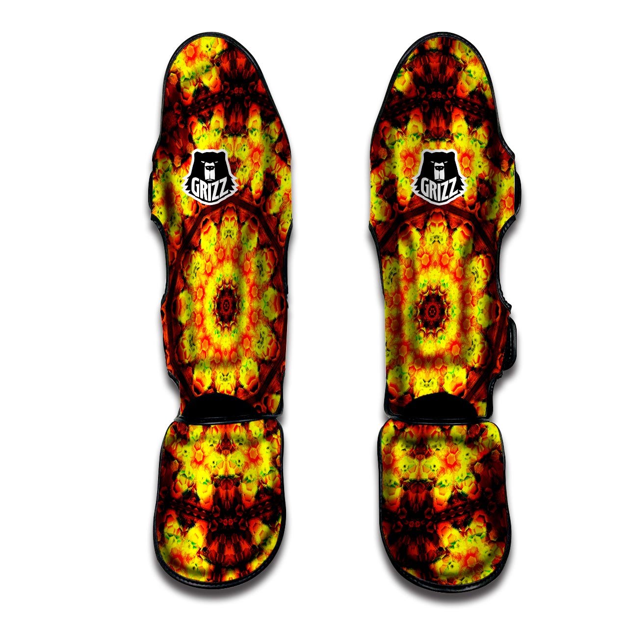 Kaleidoscope Sun Fire Print Muay Thai Shin Guards-grizzshop