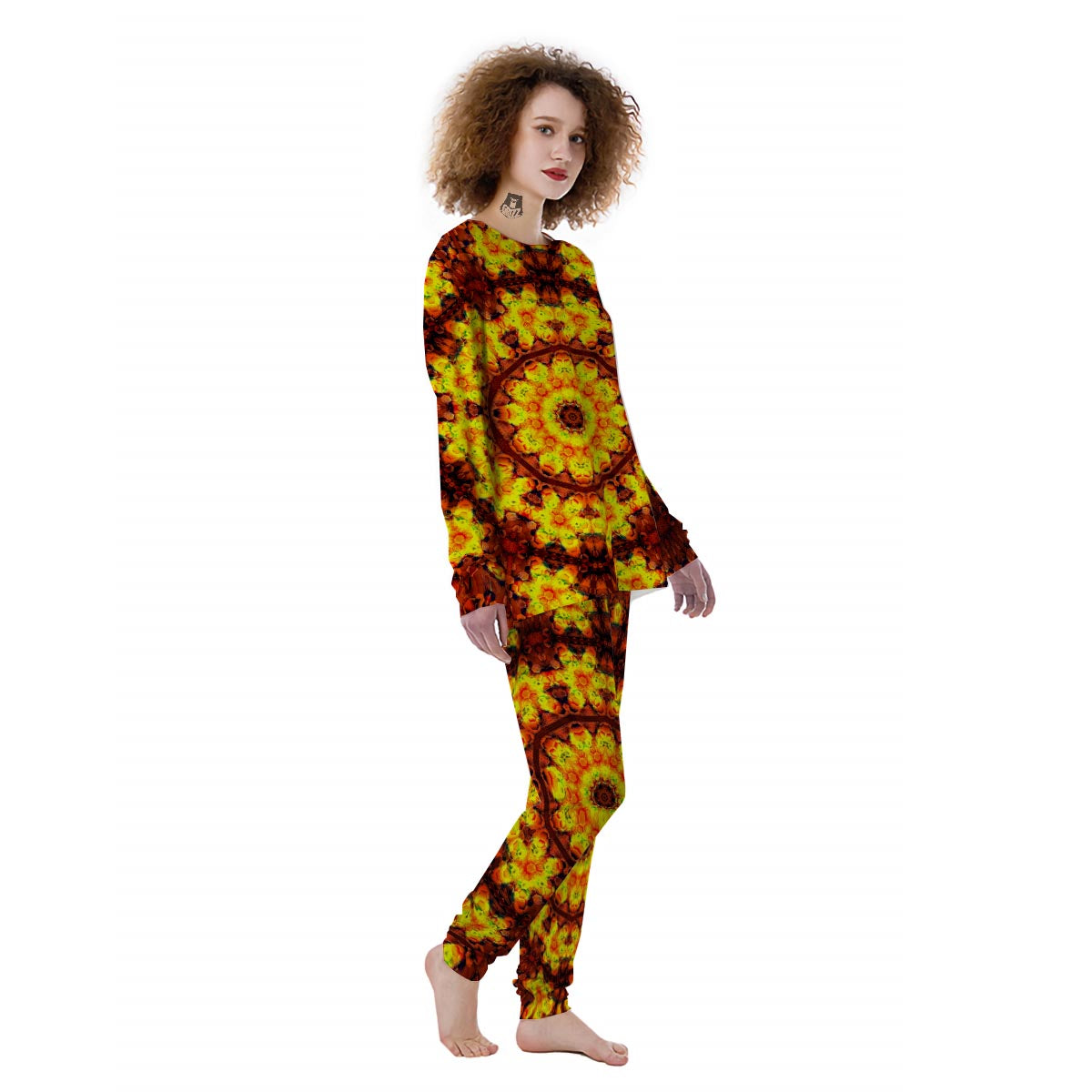 Kaleidoscope Sun Fire Print Women's Pajamas-grizzshop