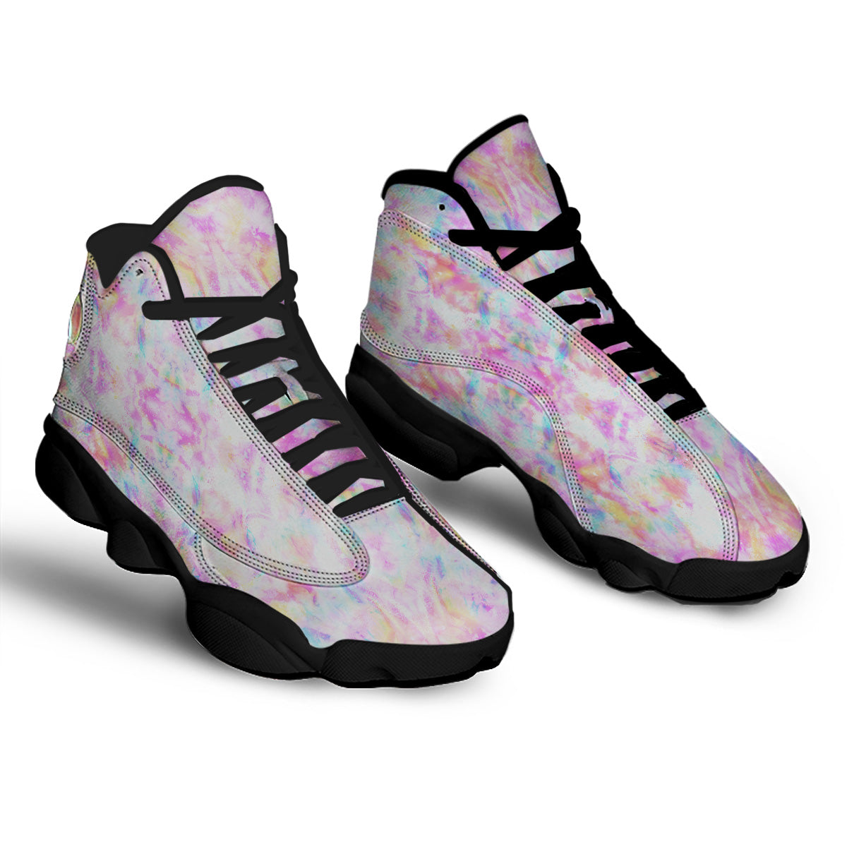 Kaleidoscope Tie Dye Pastel Print Pattern Black Basketball Shoes-grizzshop