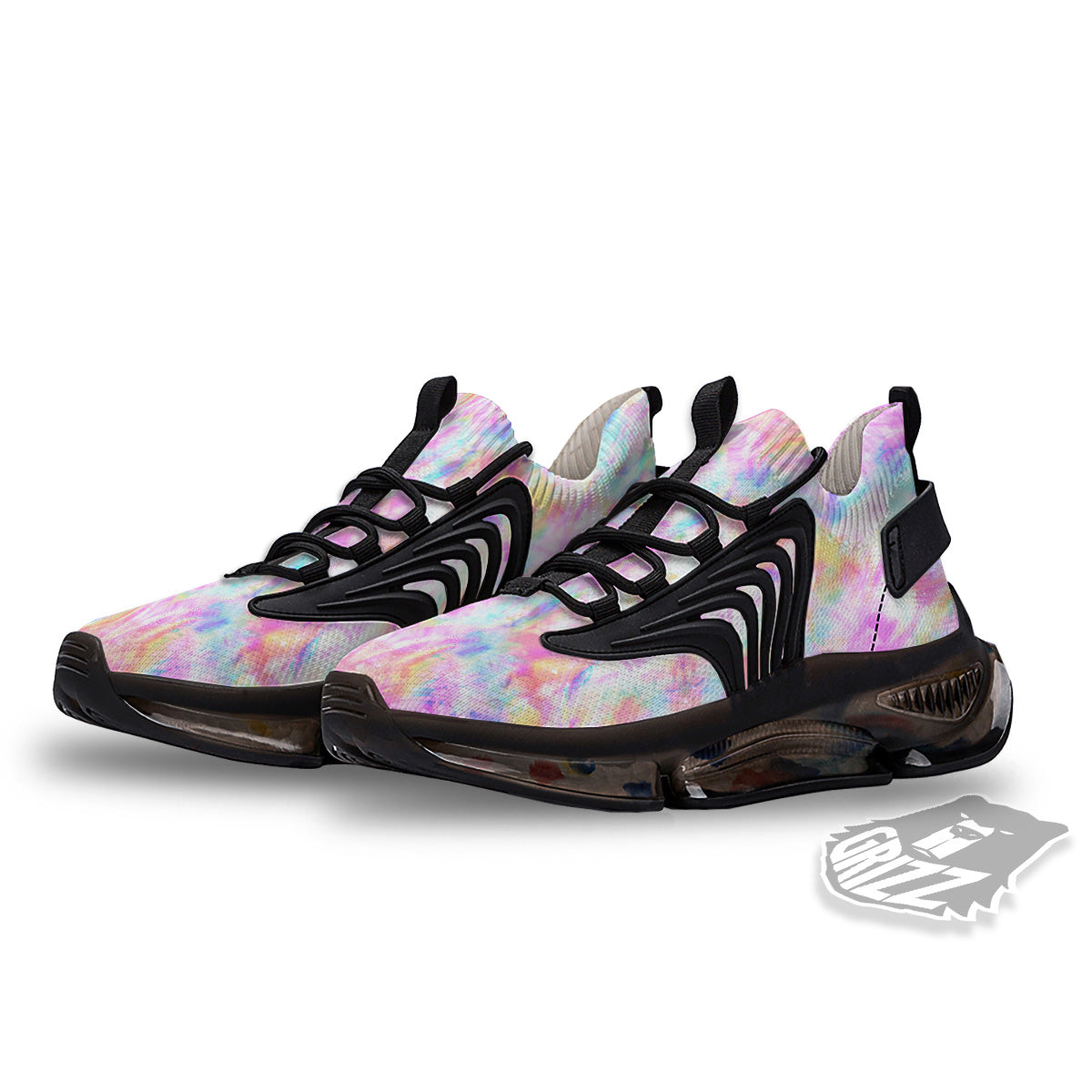 Kaleidoscope Tie Dye Pastel Print Pattern Black Gym Shoes-grizzshop