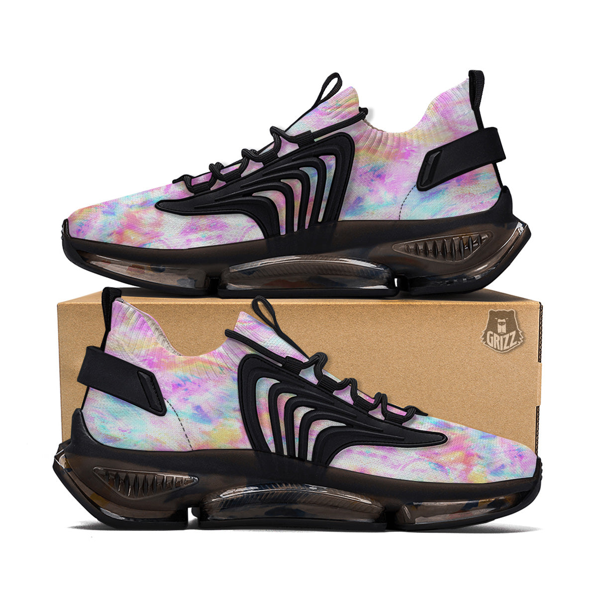 Kaleidoscope Tie Dye Pastel Print Pattern Black Gym Shoes-grizzshop