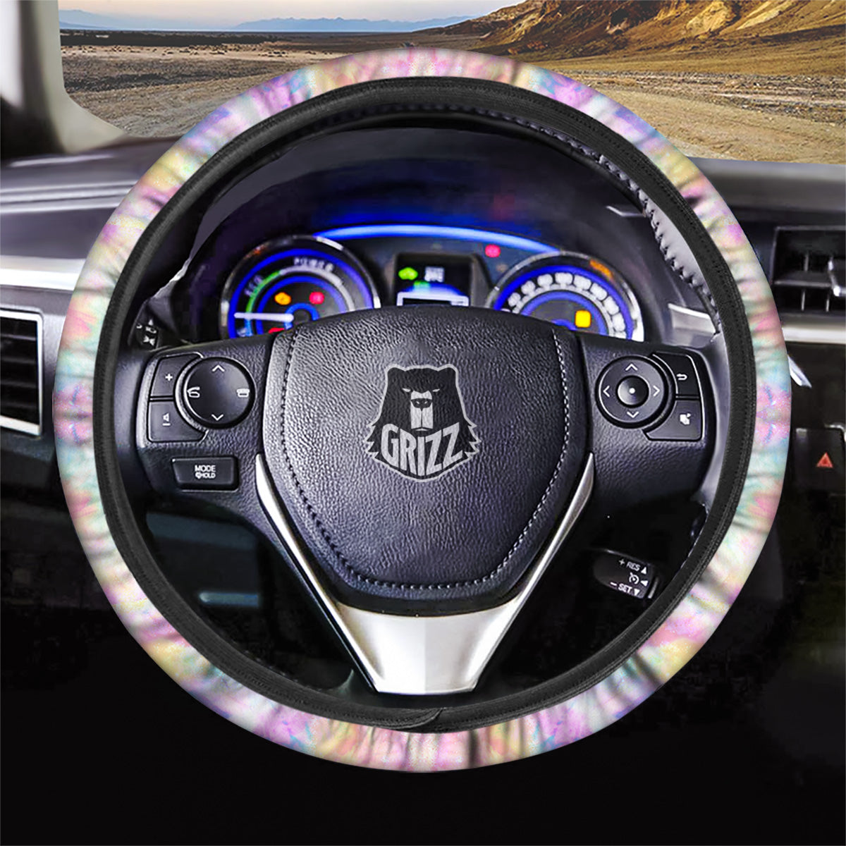 Kaleidoscope Tie Dye Pastel Print Pattern Car Steering Wheel Cover-grizzshop