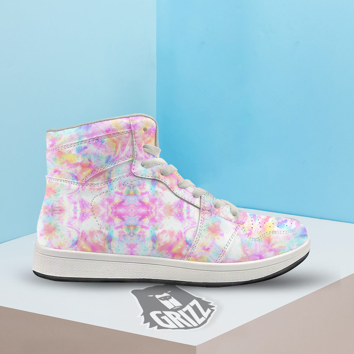 Kaleidoscope Tie Dye Pastel Print Pattern High Top Sneakers-grizzshop