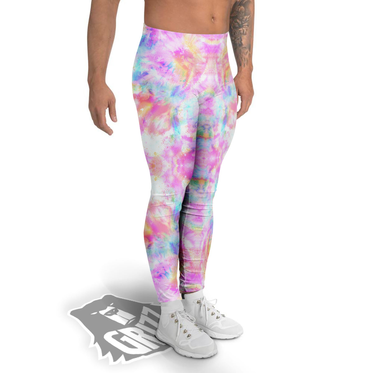 Kaleidoscope Tie Dye Pastel Print Pattern Men's Leggings-grizzshop