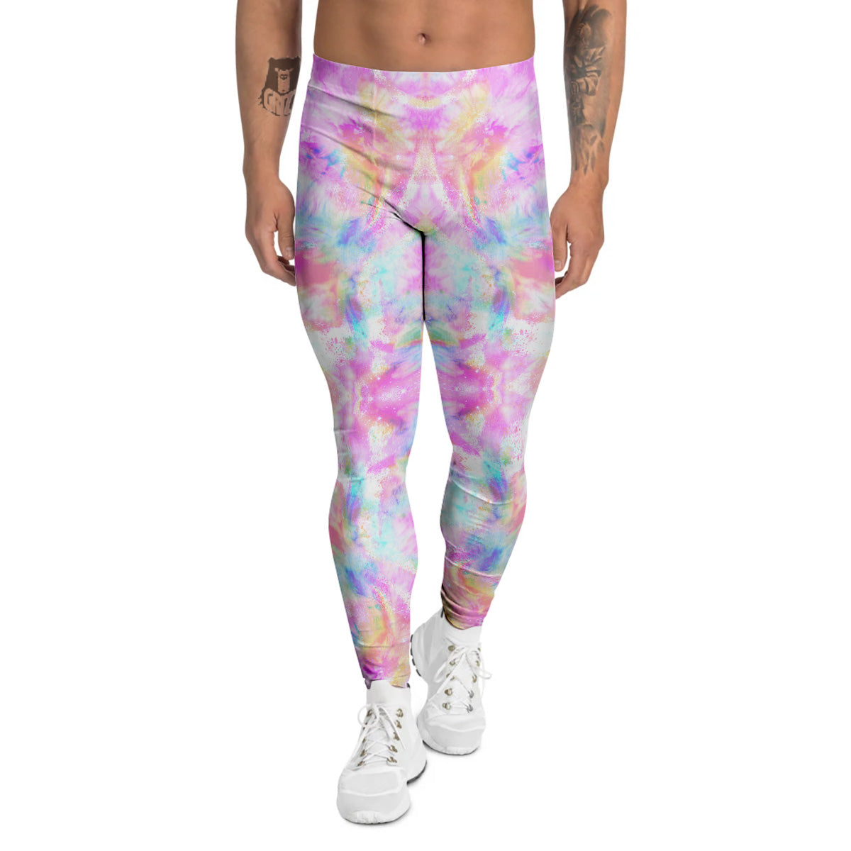 Kaleidoscope Tie Dye Pastel Print Pattern Men's Leggings-grizzshop