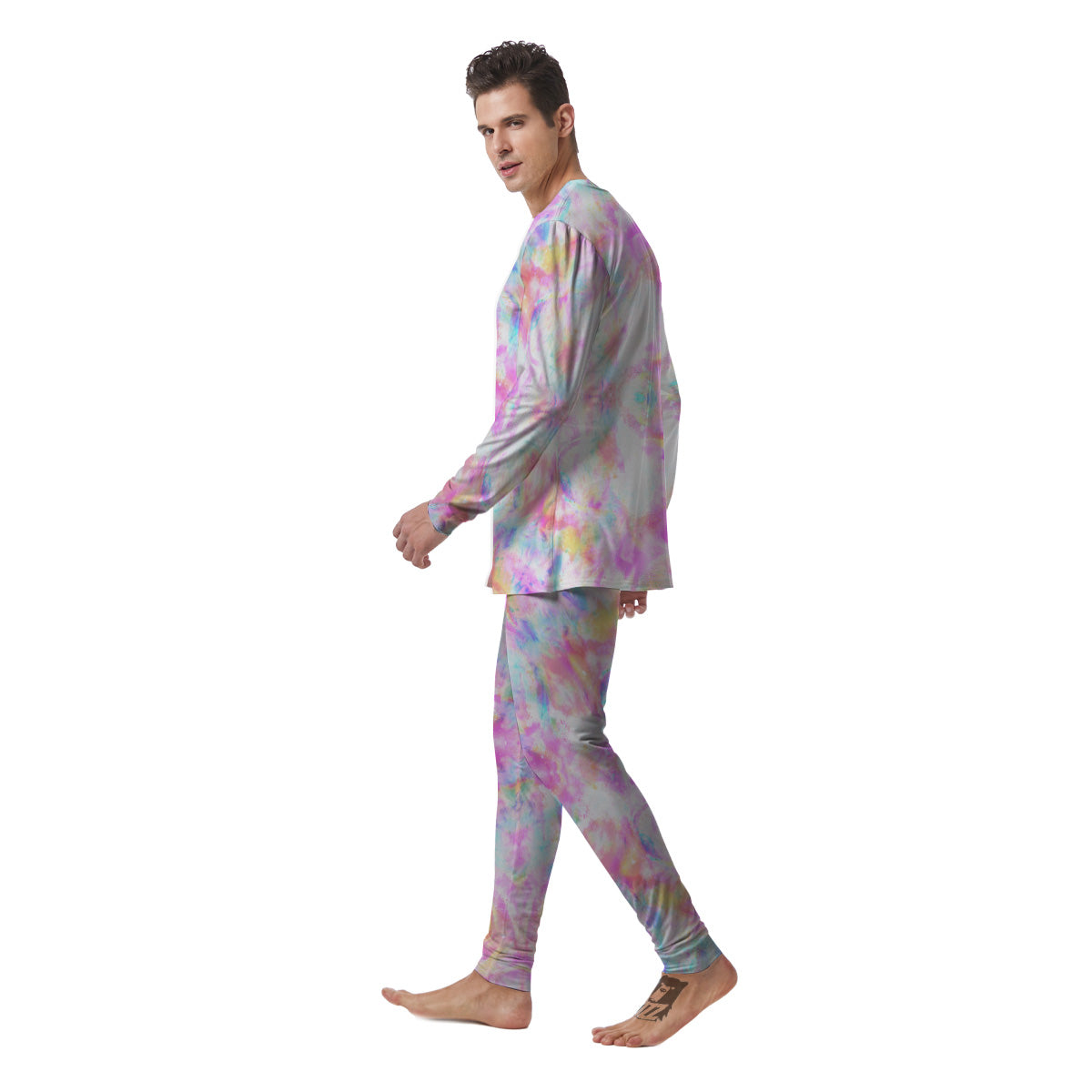 Kaleidoscope Tie Dye Pastel Print Pattern Men's Pajamas-grizzshop