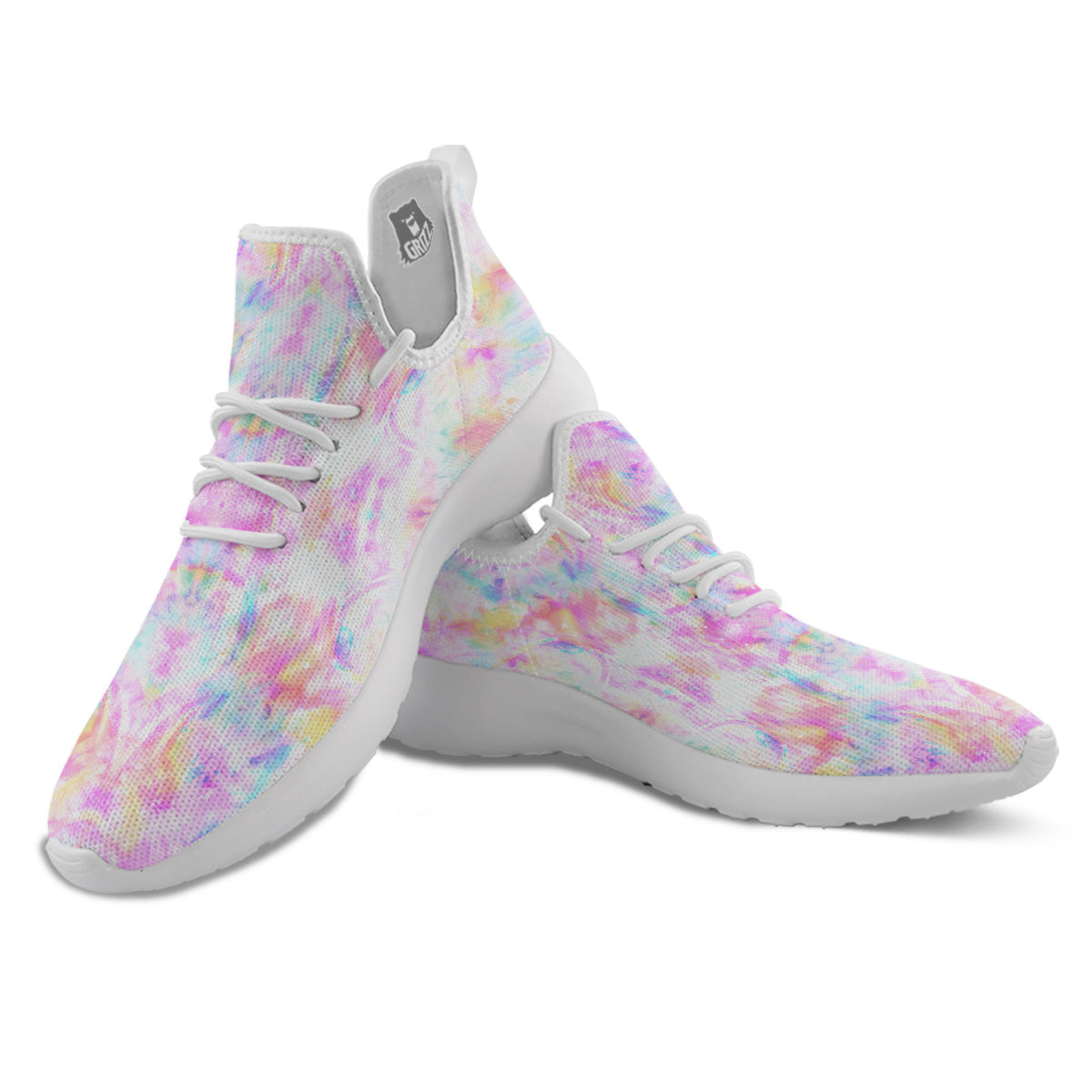 Kaleidoscope Tie Dye Pastel Print Pattern White Athletic Shoes-grizzshop