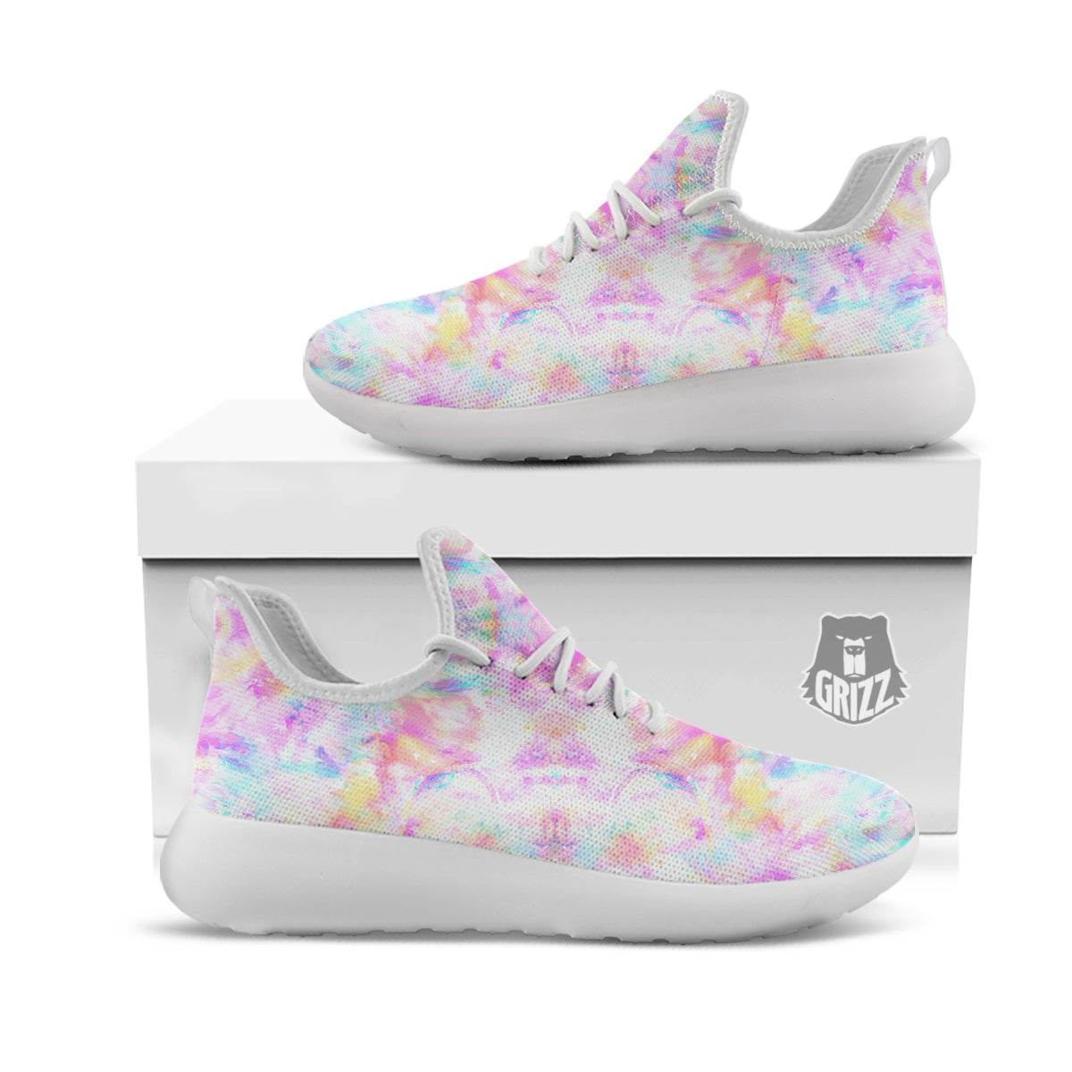 Kaleidoscope Tie Dye Pastel Print Pattern White Athletic Shoes-grizzshop