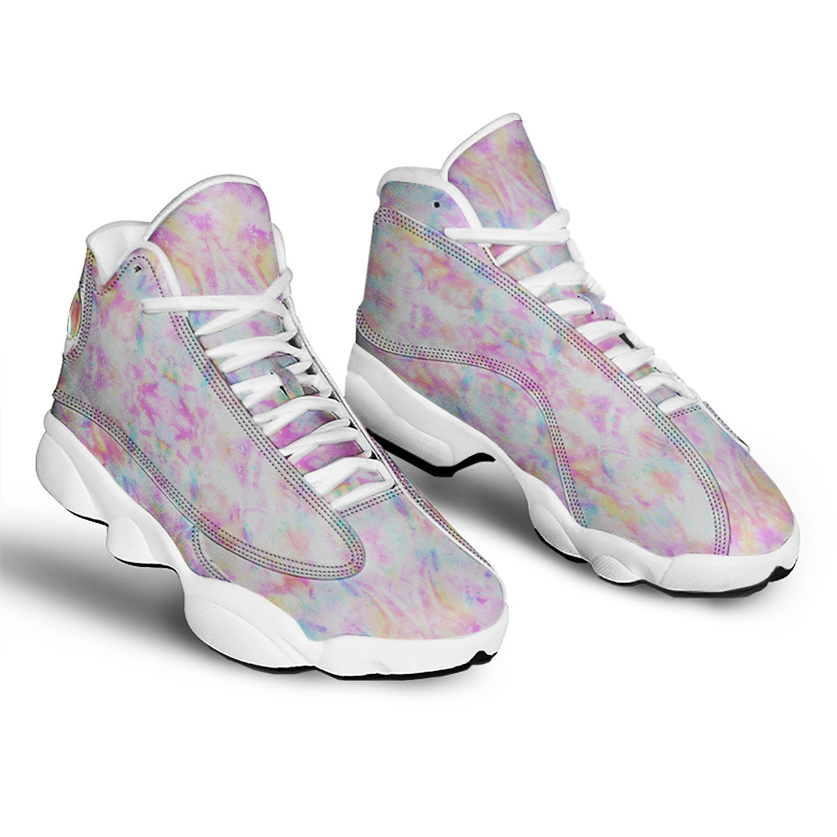 Kaleidoscope Tie Dye Pastel Print Pattern White Basketball Shoes-grizzshop