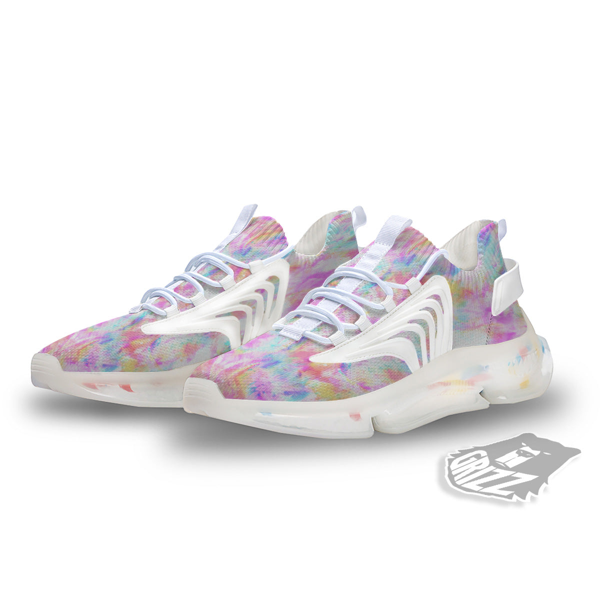 Kaleidoscope Tie Dye Pastel Print Pattern White Gym Shoes-grizzshop