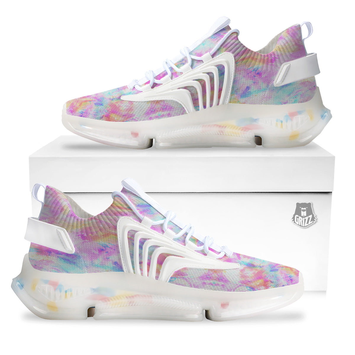 Kaleidoscope Tie Dye Pastel Print Pattern White Gym Shoes-grizzshop