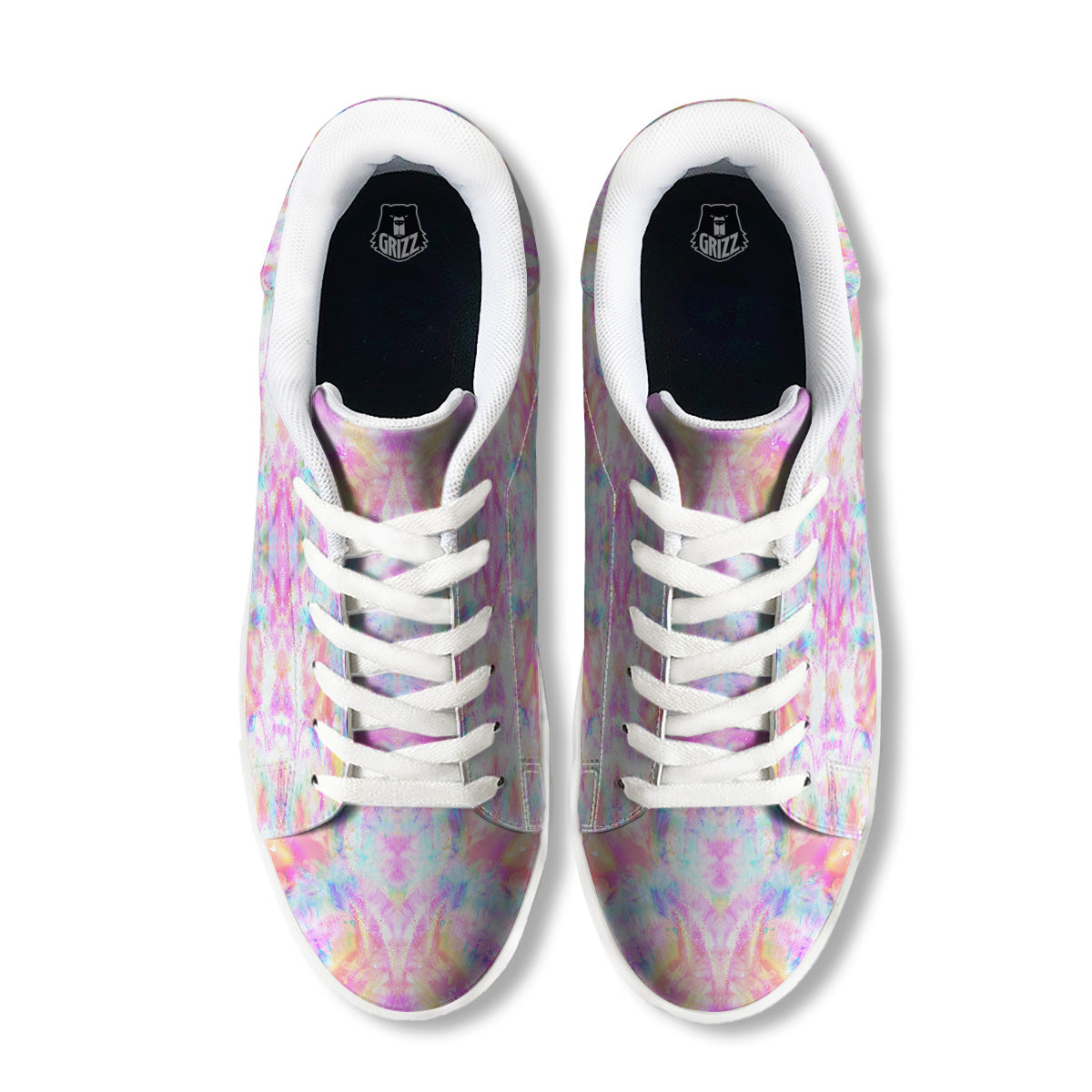Kaleidoscope Tie Dye Pastel Print Pattern White Low Top Sneakers-grizzshop