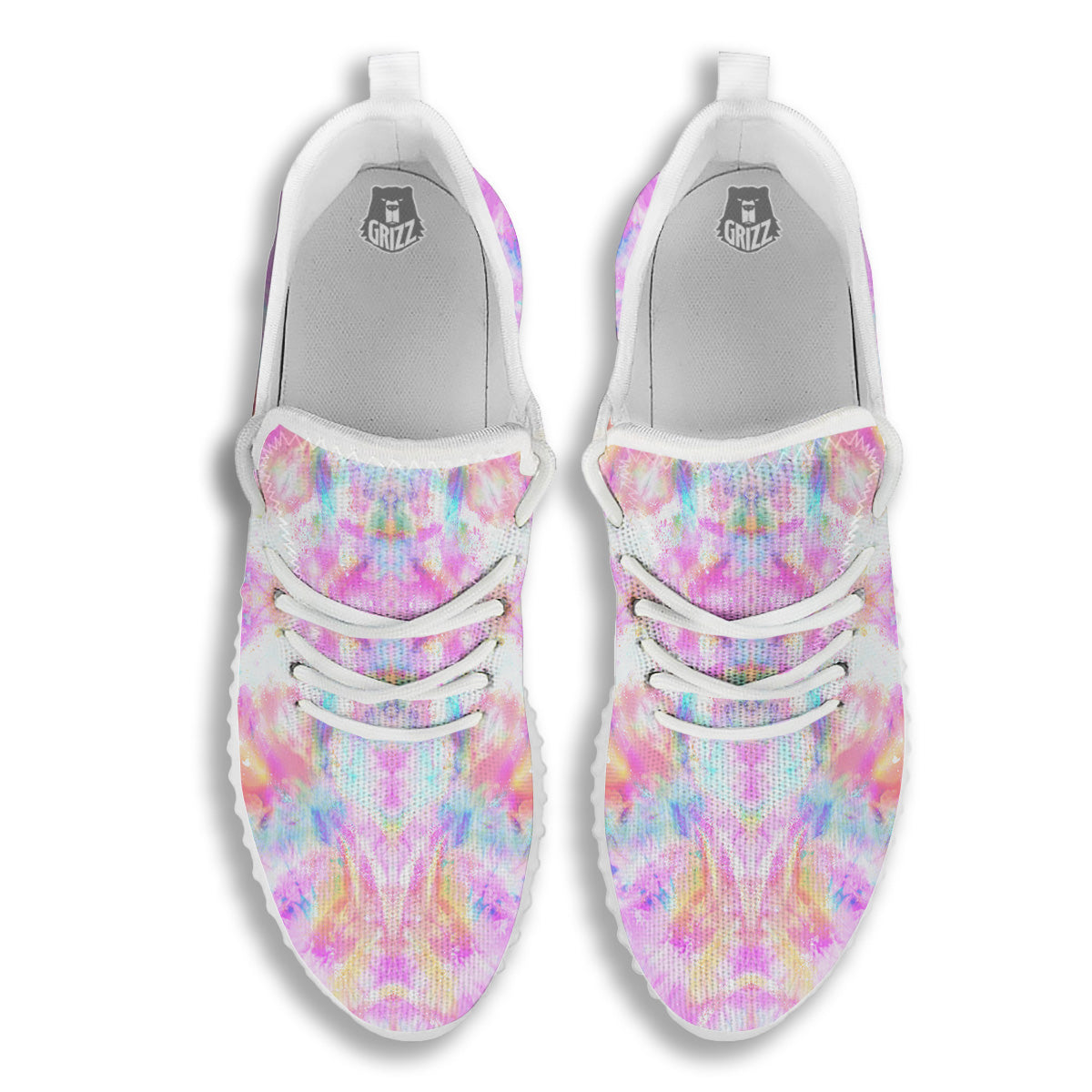 Kaleidoscope Tie Dye Pastel Print Pattern White Walking Shoes-grizzshop