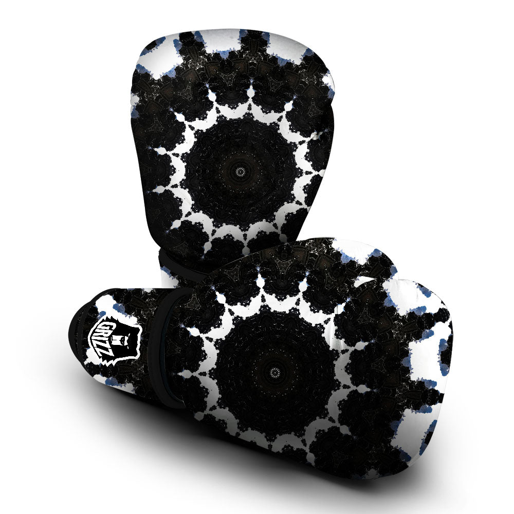 Kaleidoscope White And Black Print Boxing Gloves-grizzshop