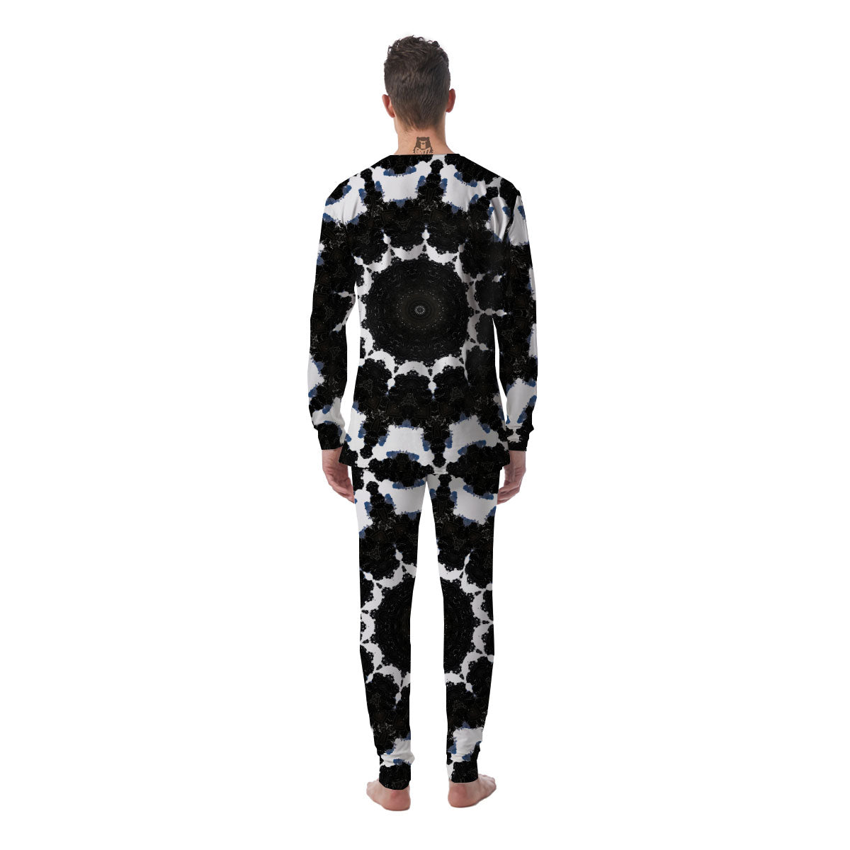 Kaleidoscope White And Black Print Men's Pajamas-grizzshop