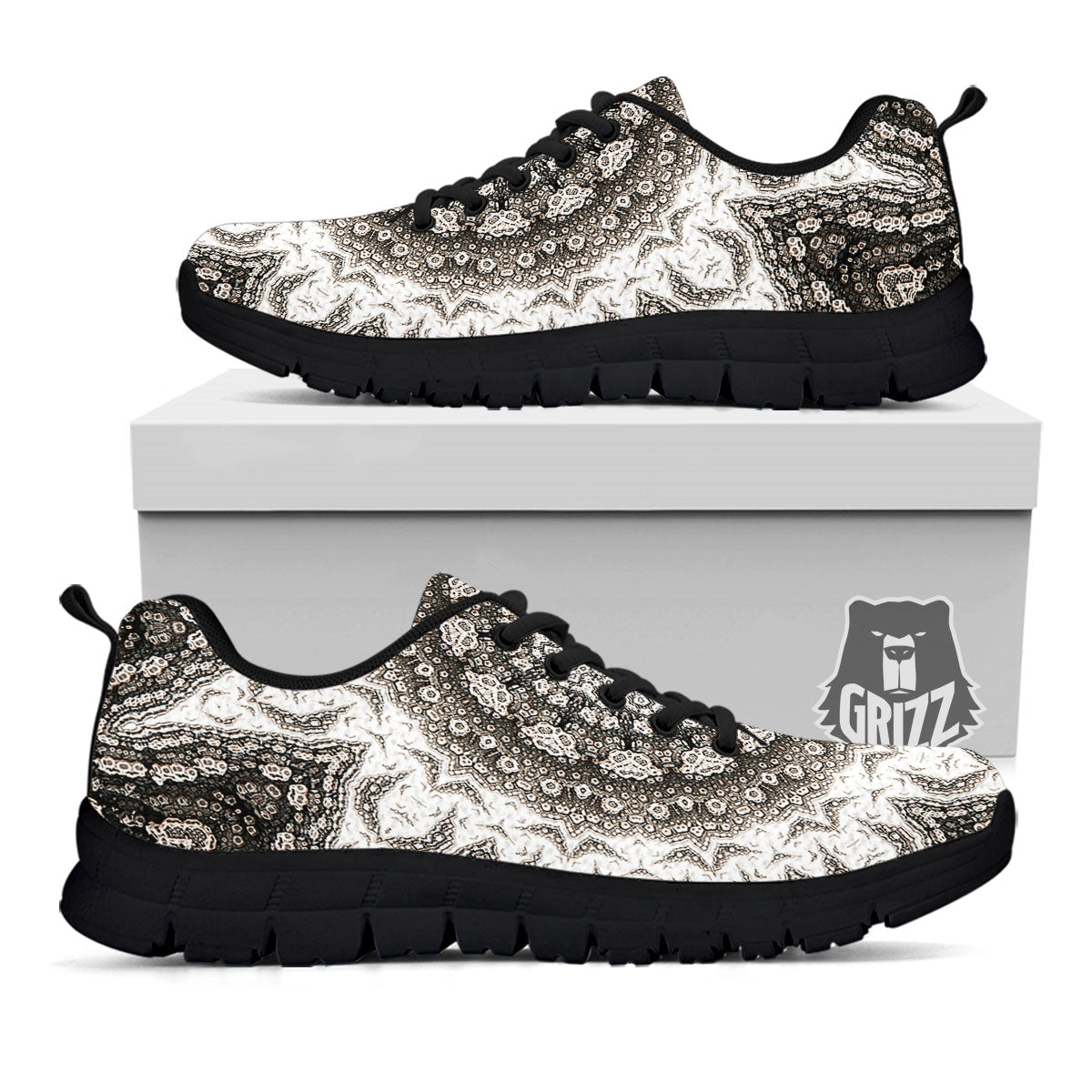 Kaleidoscope White Print Black Sneaker-grizzshop