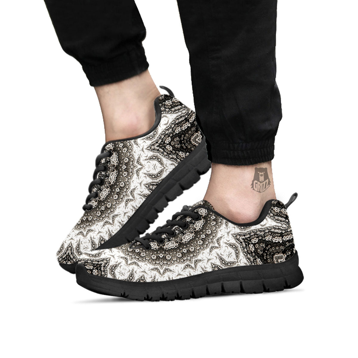 Kaleidoscope White Print Black Sneaker-grizzshop