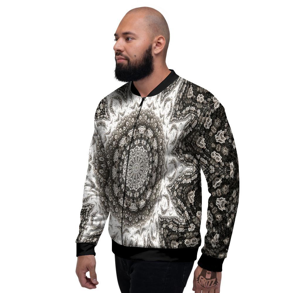 Kaleidoscope White Print Men's Bomber Jacket-grizzshop