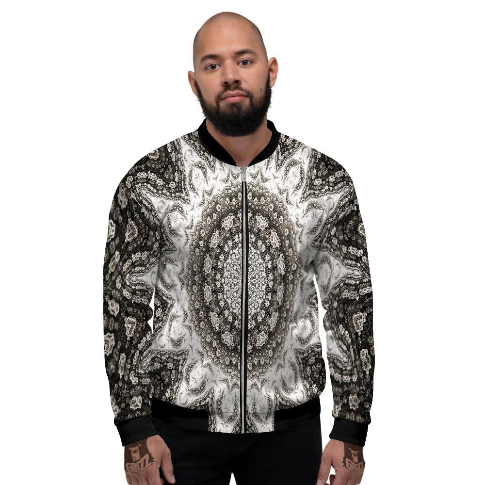 Kaleidoscope White Print Men's Bomber Jacket-grizzshop