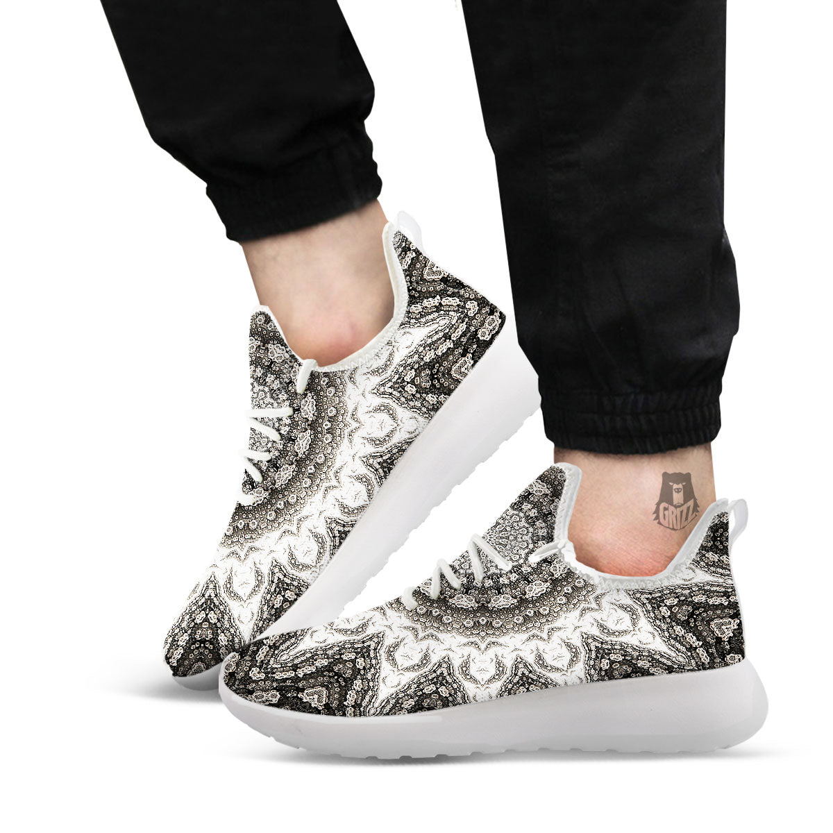 Kaleidoscope White Print White Athletic Shoes-grizzshop