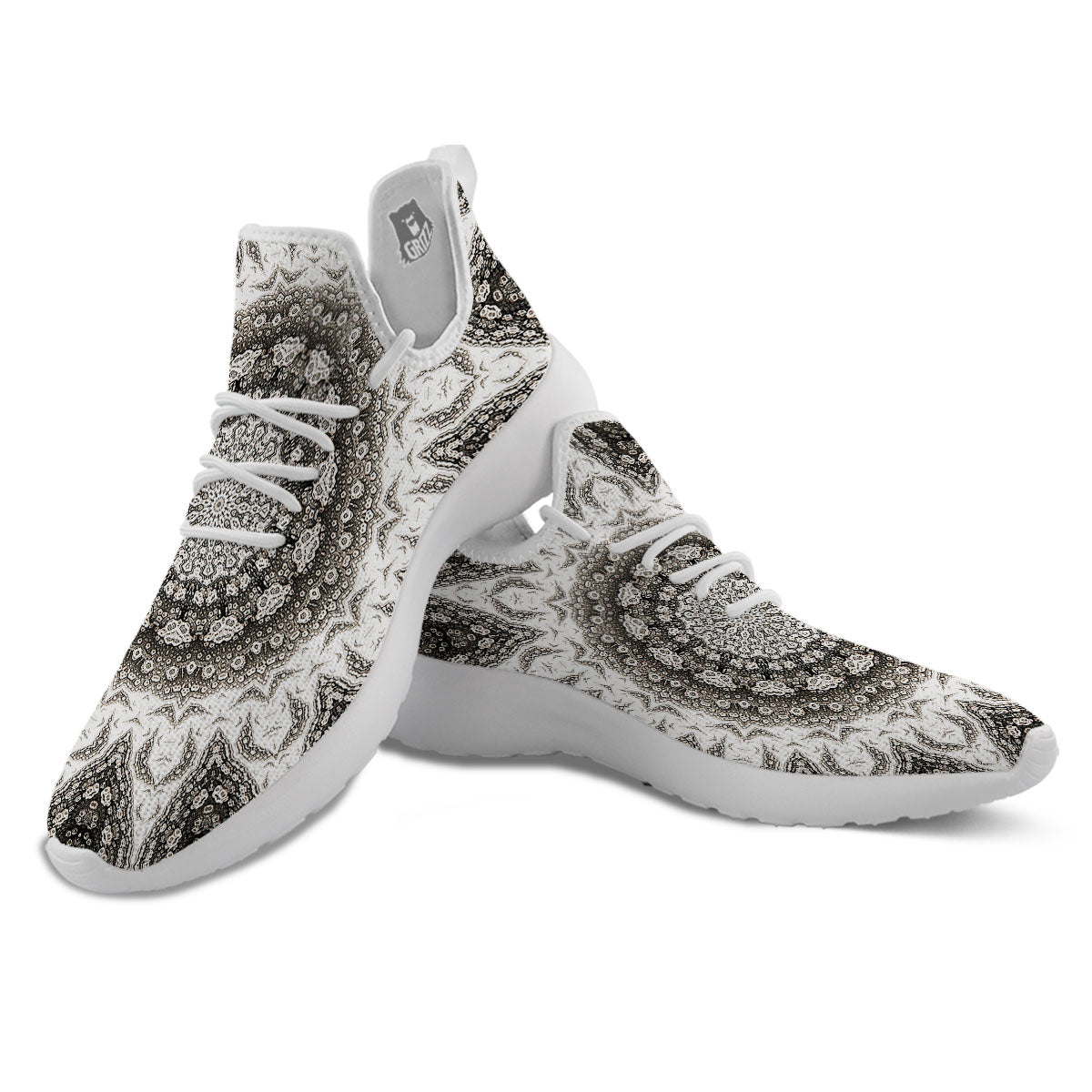 Kaleidoscope White Print White Athletic Shoes-grizzshop